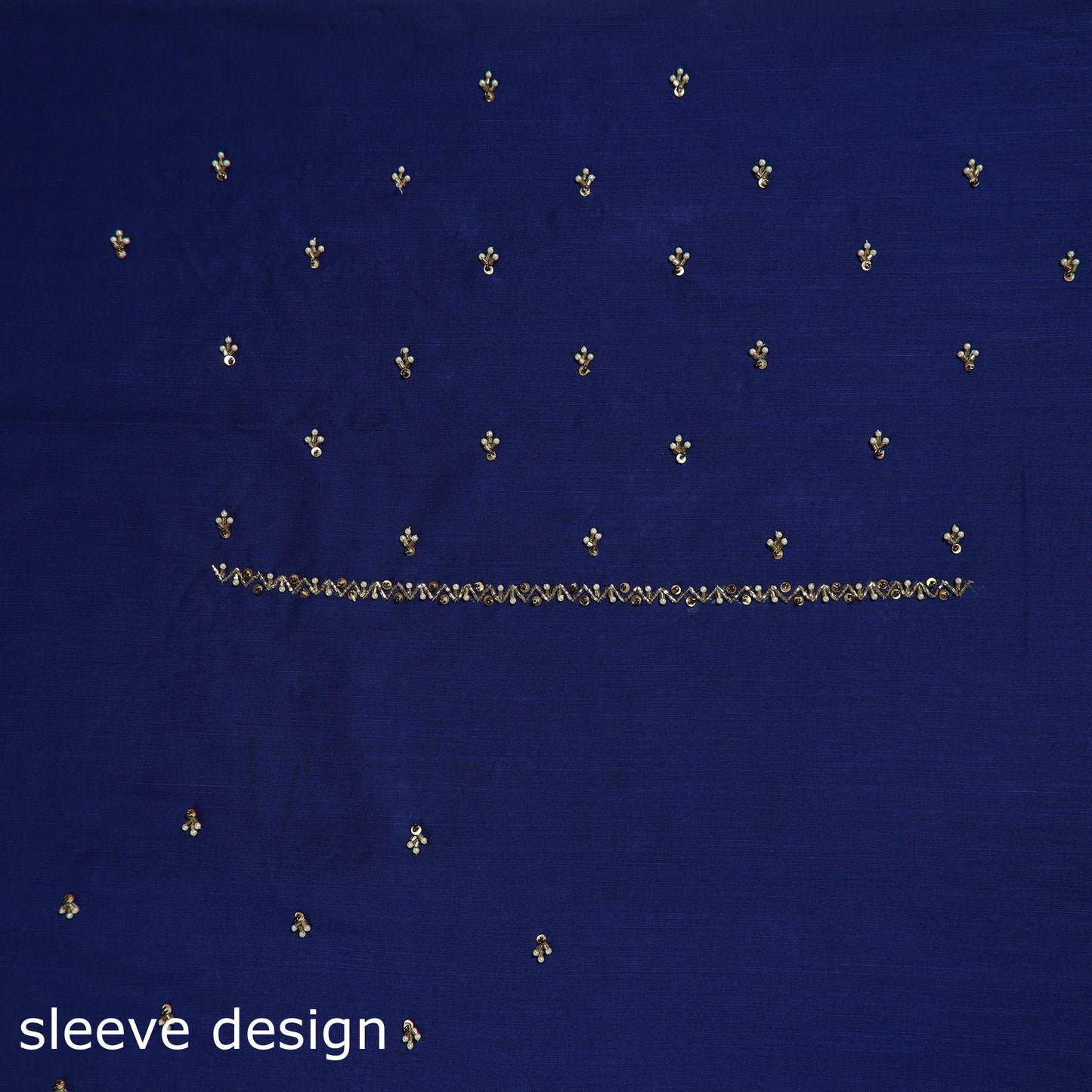 Blue - zardozi hand embroidery slub silk plain blouse piece