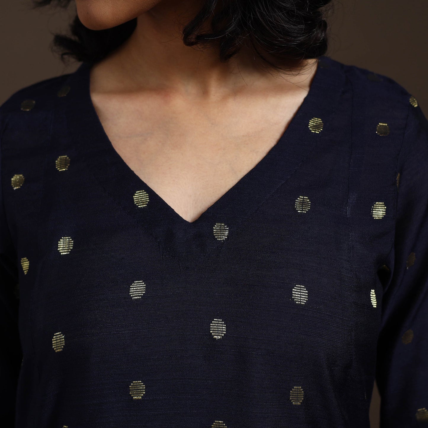 Blue Zari Buti A-Line Spun Dupion Silk Kurta Set (Set of 2)