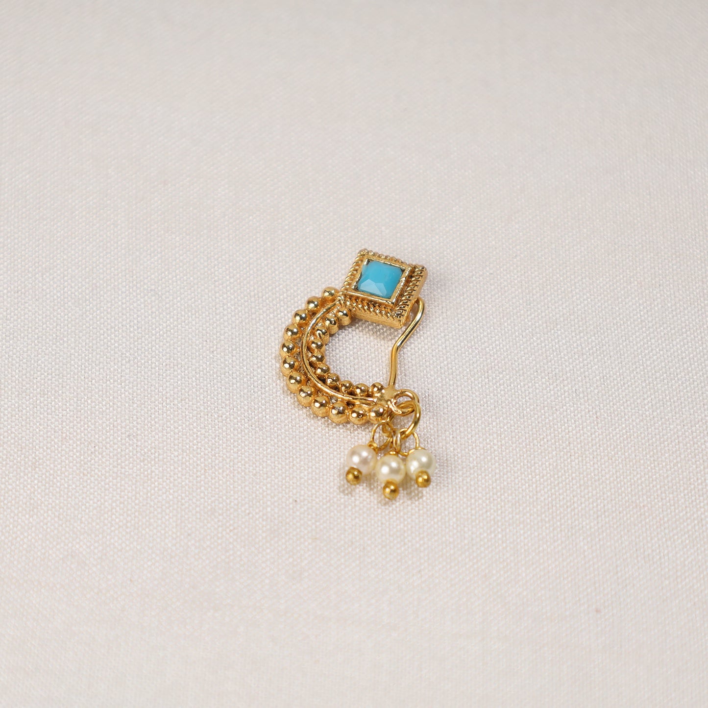 Brass Base Oxidised Antique Gold Finish Maharashtrian Nose Clip-on