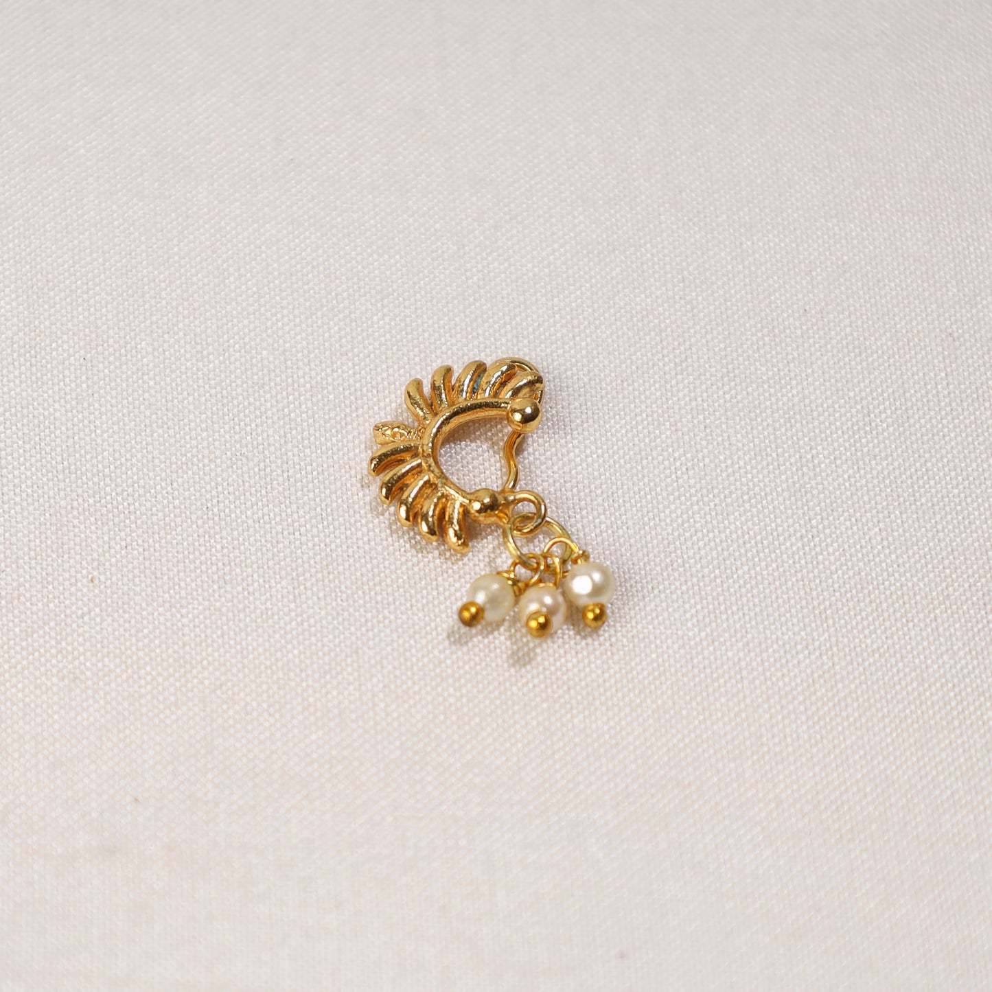 Brass Base Oxidised Antique Gold Finish Maharashtrian Nose Clip-on