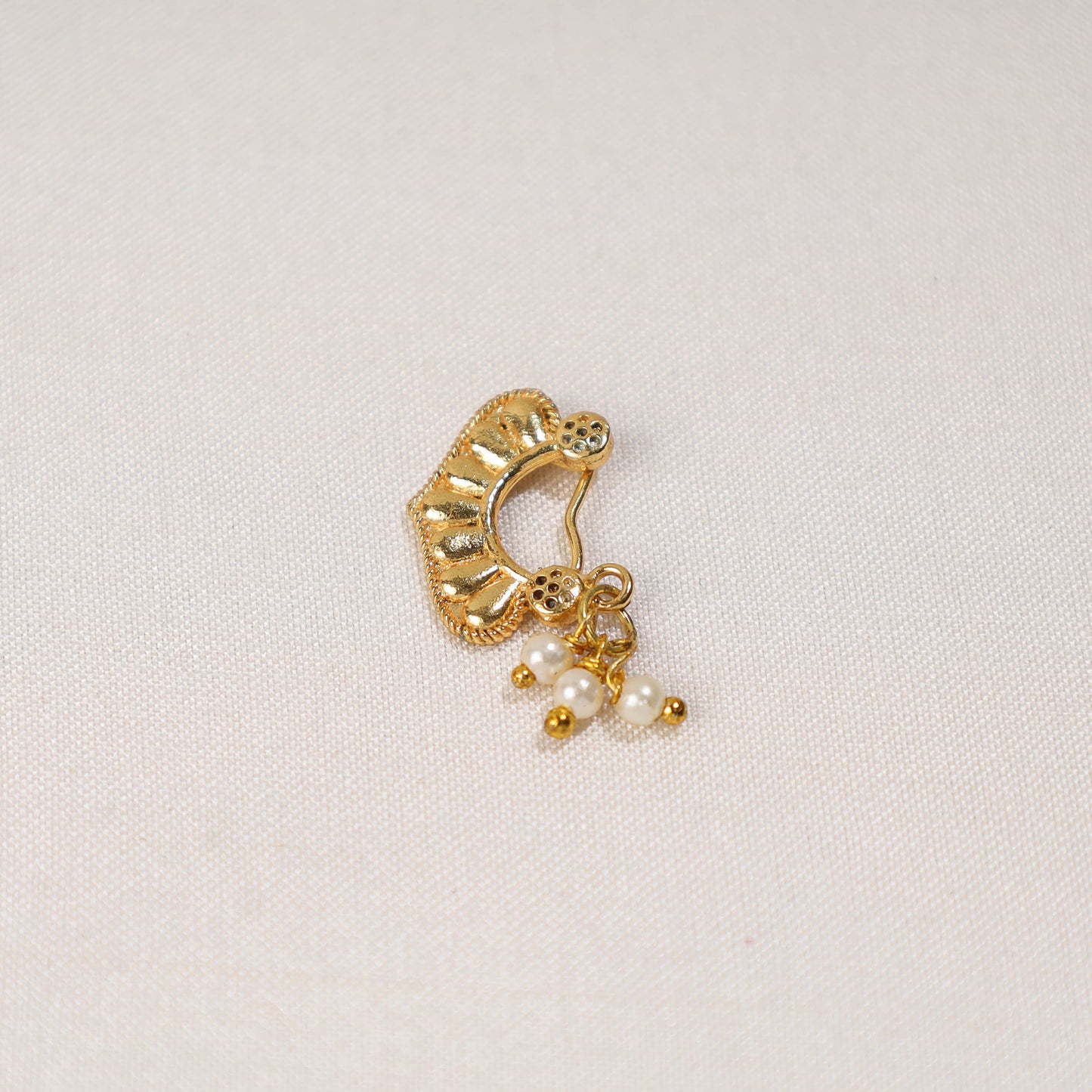 Brass Base Oxidised Antique Gold Finish Maharashtrian Nose Clip-on