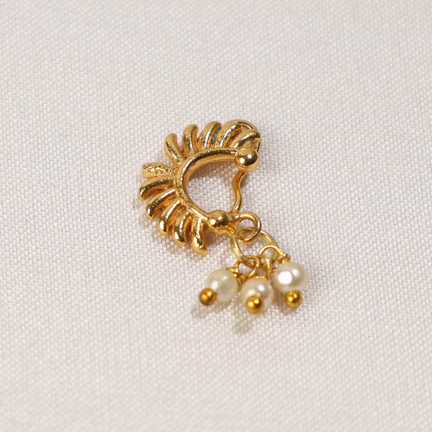 Brass Base Oxidised Antique Gold Finish Maharashtrian Nose Clip-on
