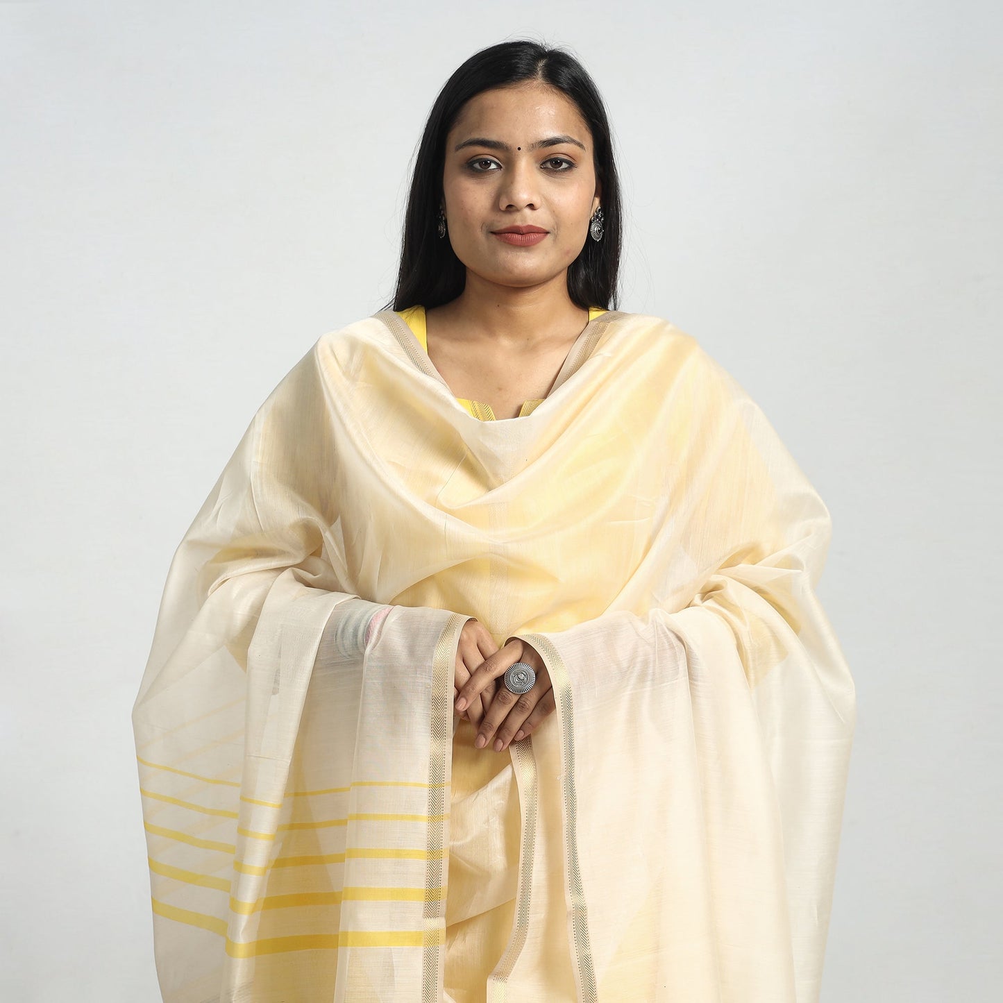 Traditional Maheshwari Handloom Silk Cotton Kurta with Dupatta Set
