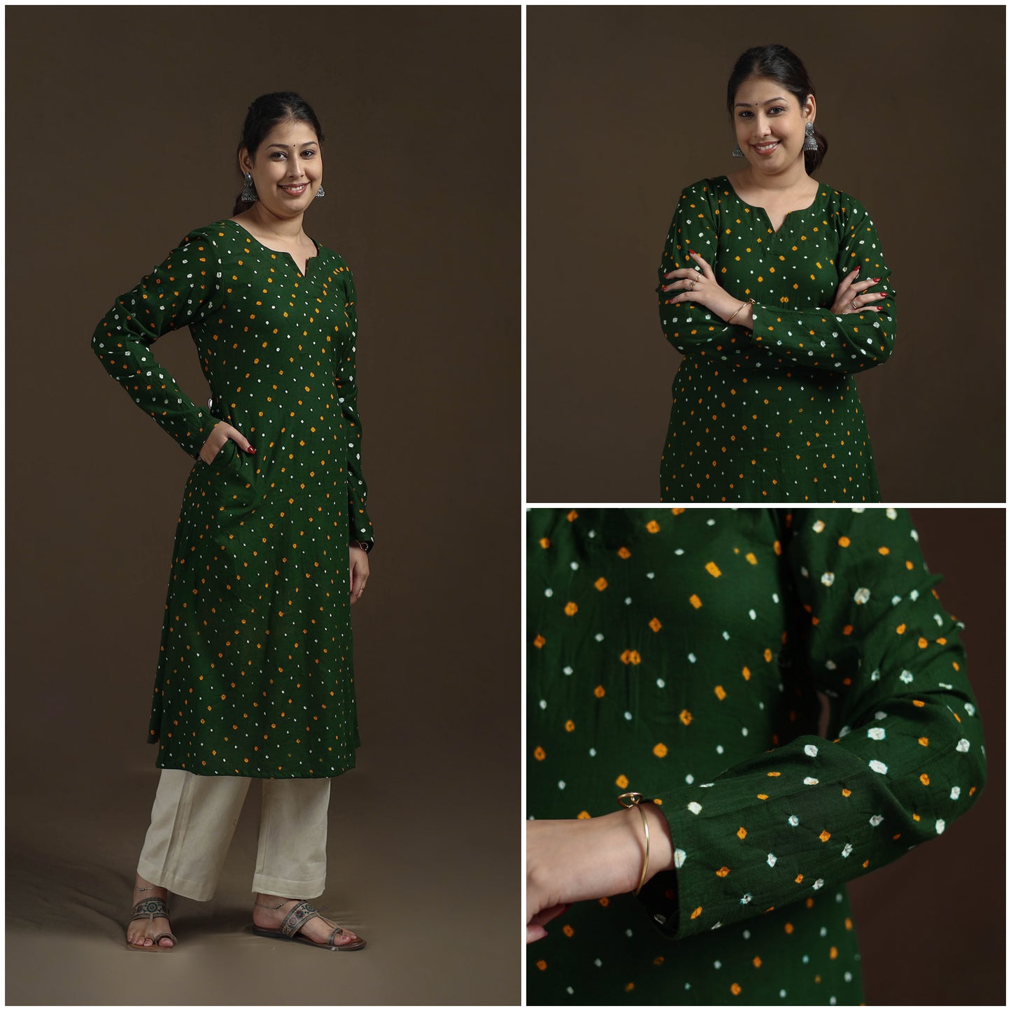 Bandhani Tie-Dye Cotton A-Line Kurta for women 04