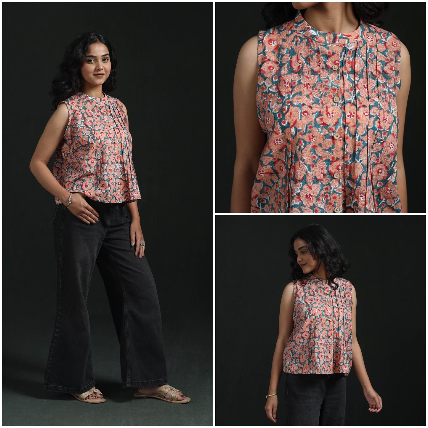 Hand Block Sanganeri Print Cotton Floral Crop Top 15