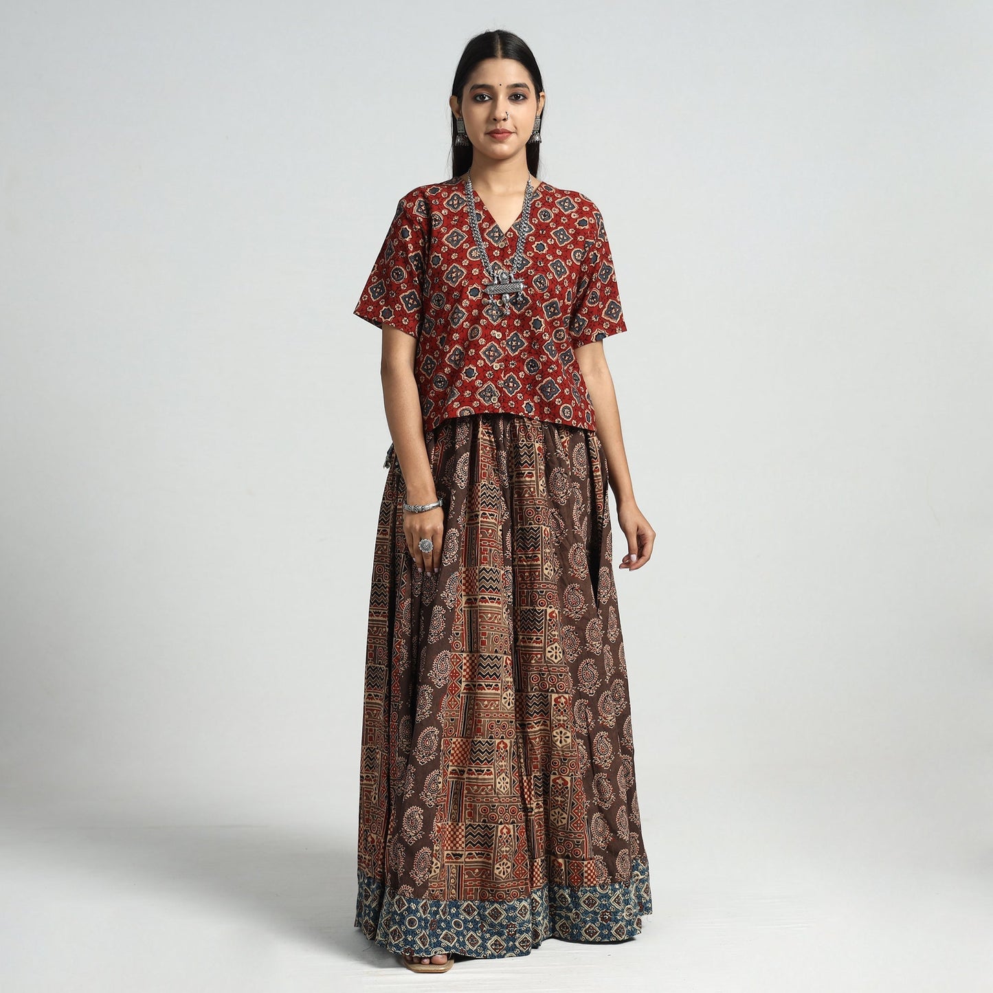 ajrakh long skirt
