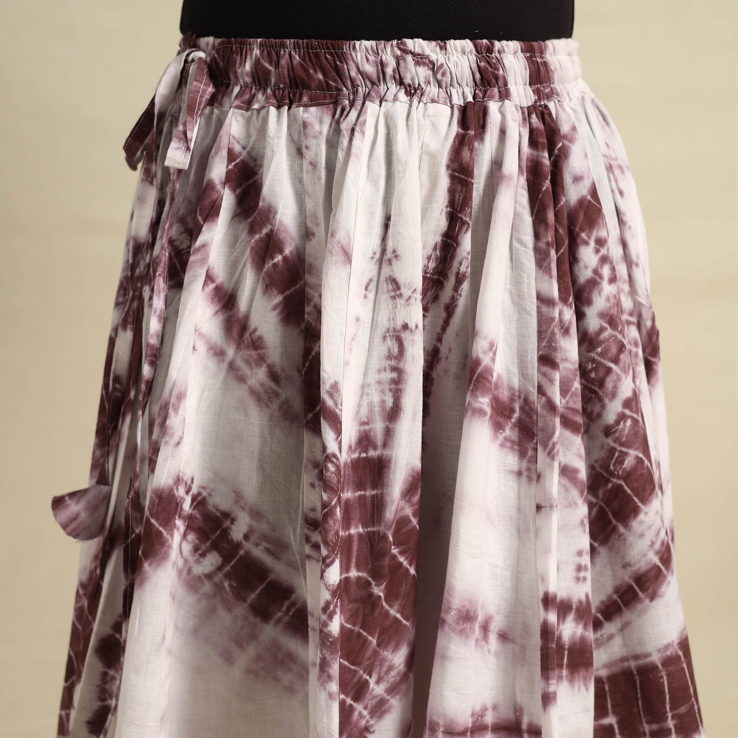 24 Kali Brown Patchwork Cotton Long Shibori Tie-Dye Skirt