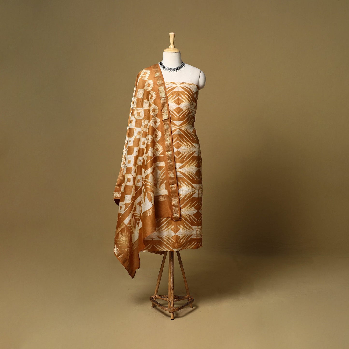 2pc maheshwari silk unstitched tie-dye nui shibori dress
