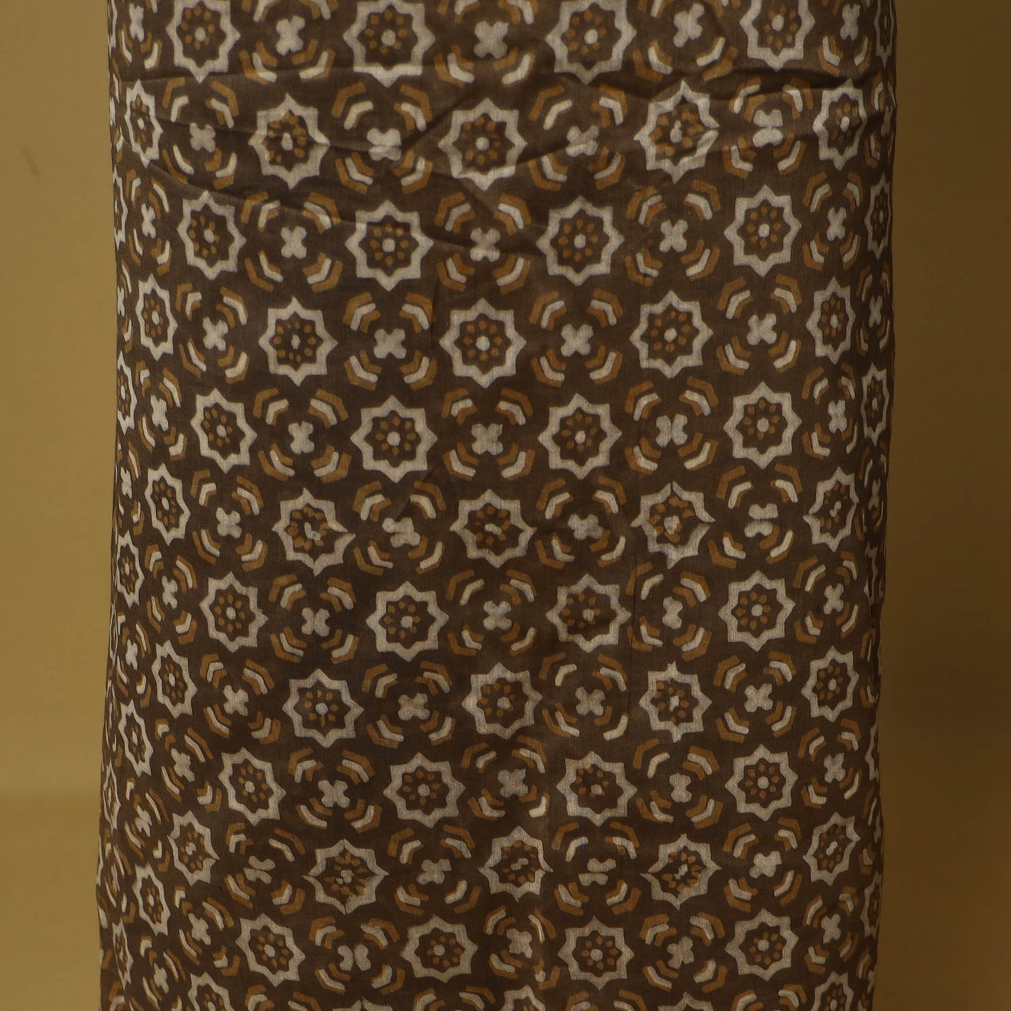 Brown - 3pc akola printed chanderi silk unstitched suit