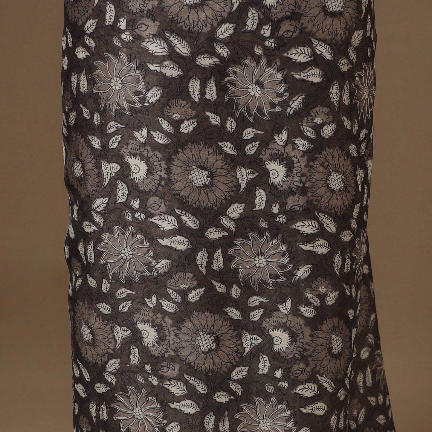 Brown 3pc Natural Dyed Maheshwari Silk Unstitched Vanaspati Jahota Dress Material