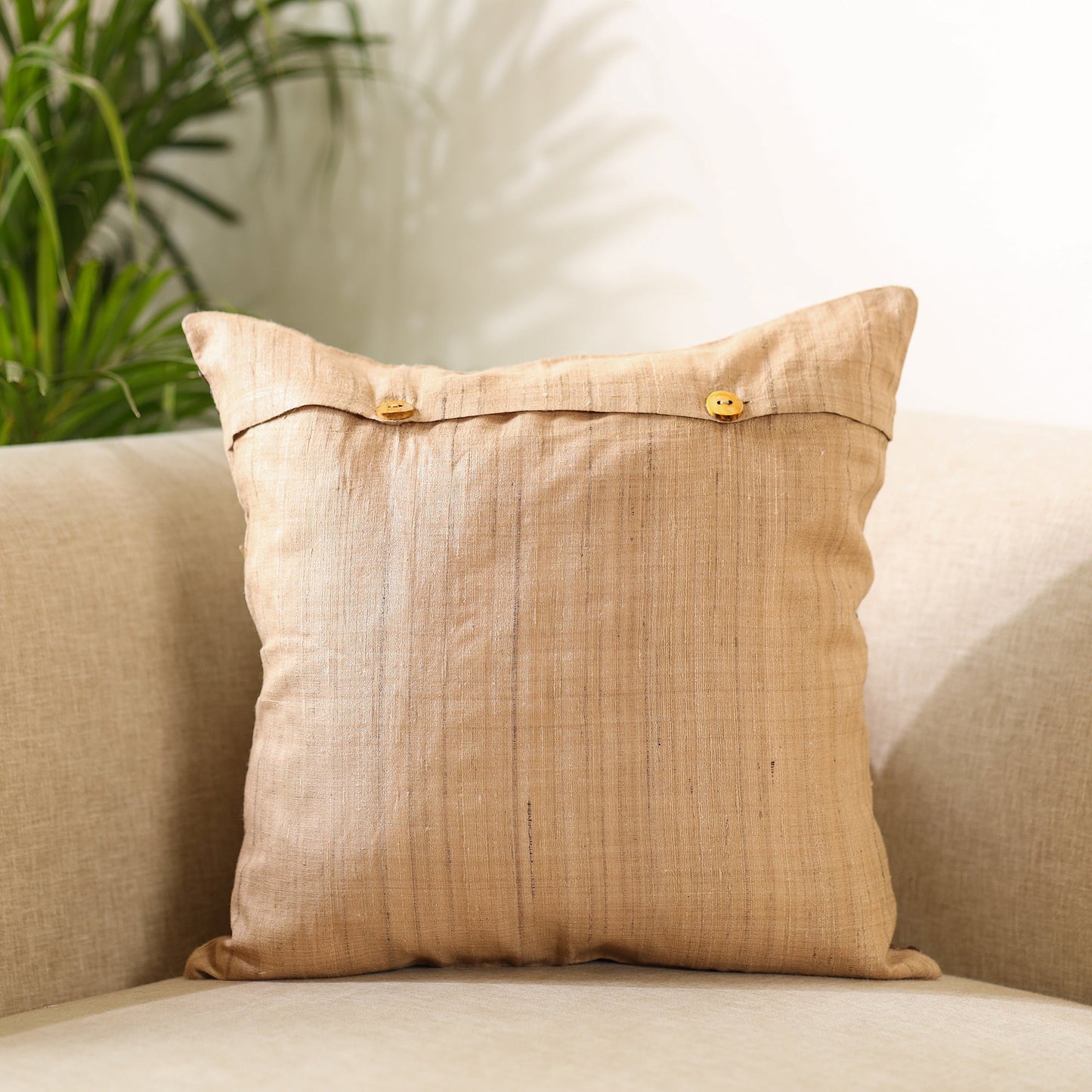 Aari Embroidery Sequin Work Mercerised Ghicha Silk Cushion Cover