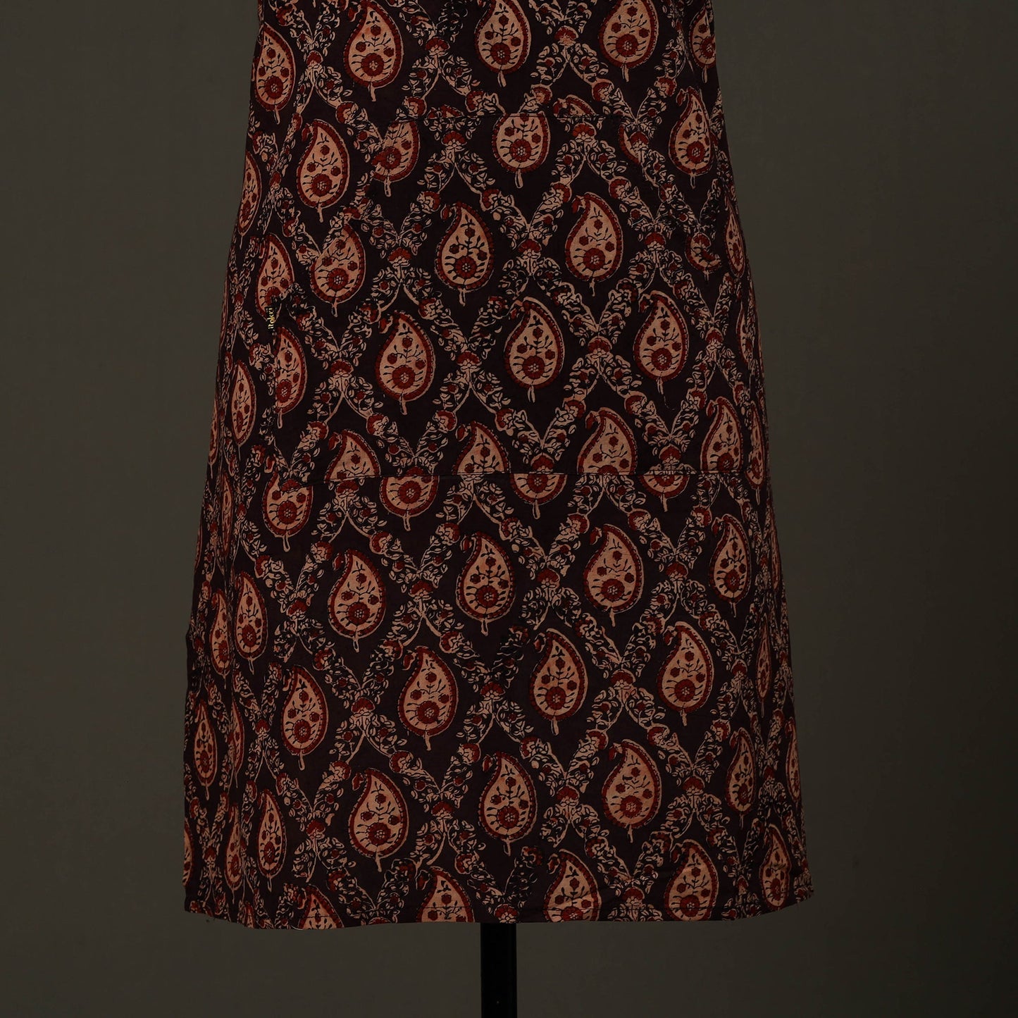Brown Ajrakh Block Print Cotton Apron with Pocket