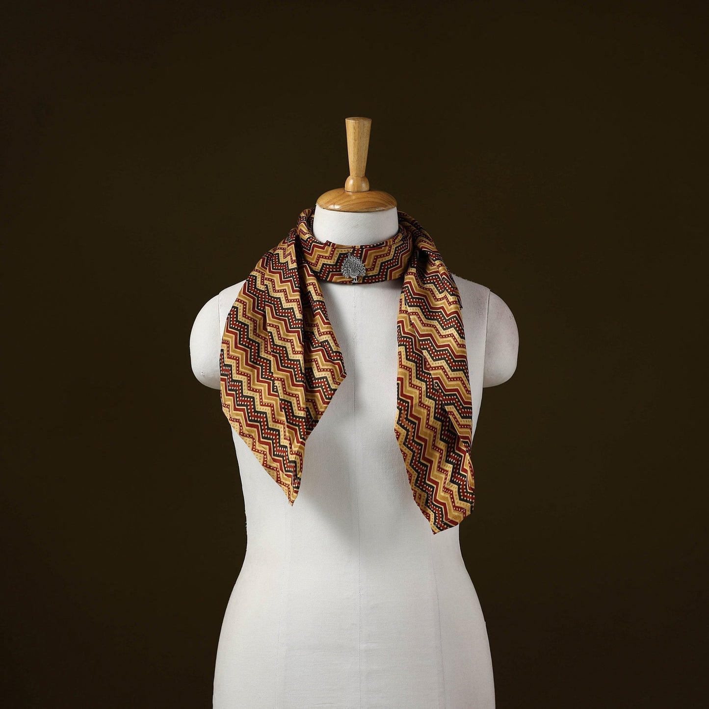 Modal silk pendant necklace scarf 53 - handcrafted