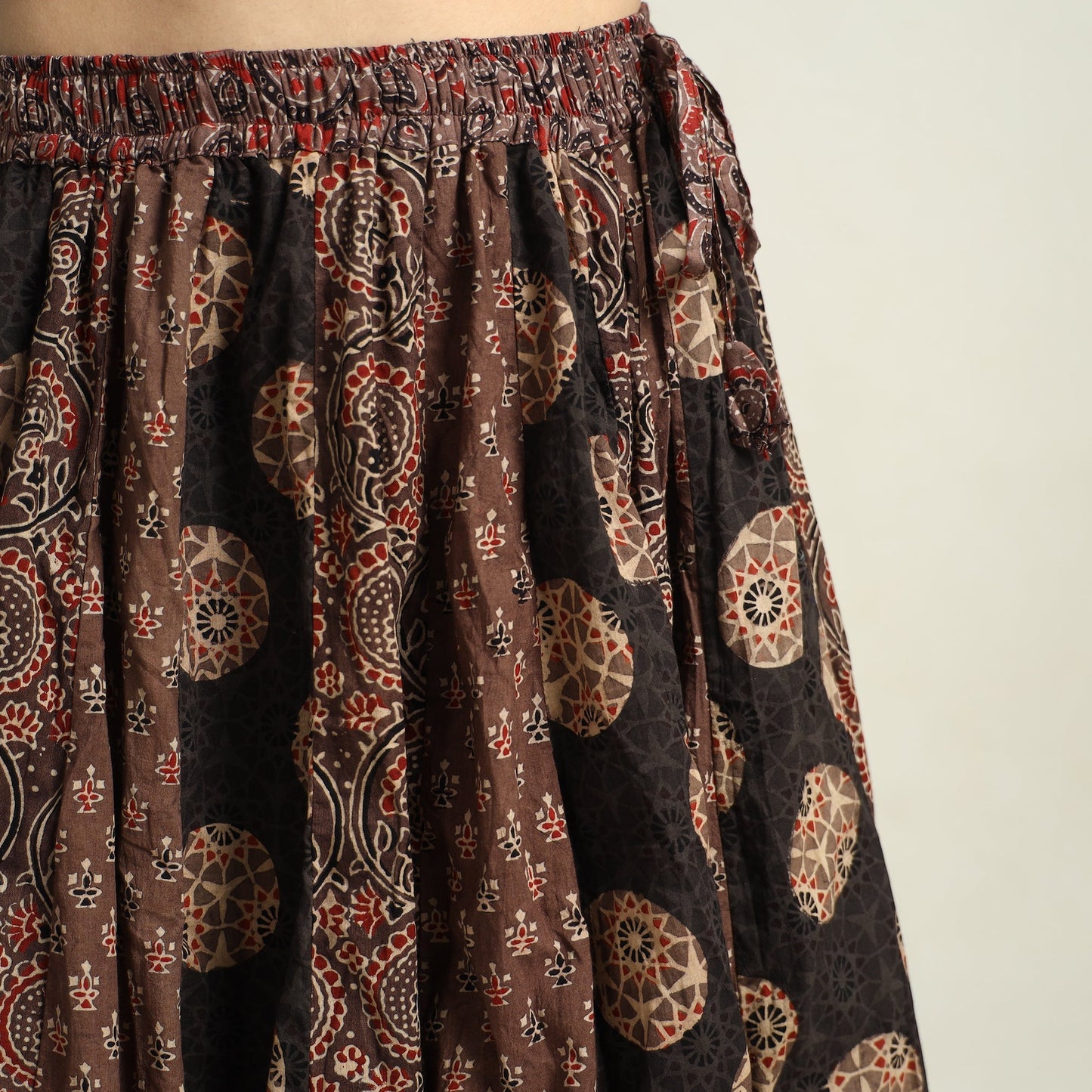 Ajrakh Block Printed 24 Kali Patchwork Cotton Long Skirt 05
