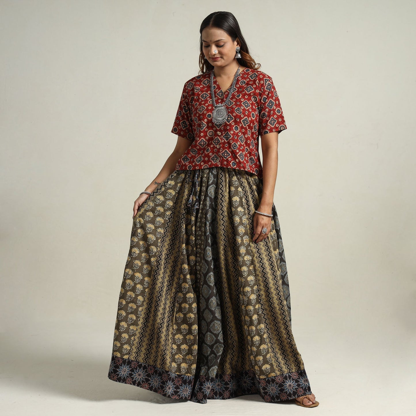 Ajrakh Patchwork Skirt