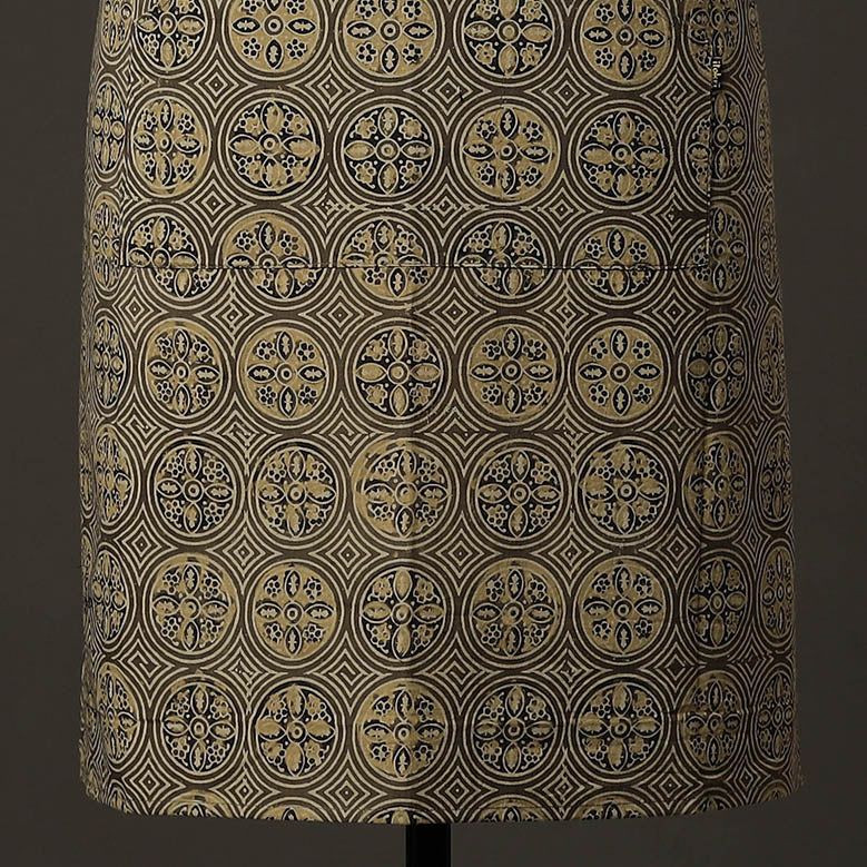 Brown Ajrakh Block Printed Cotton Apron with Pocket