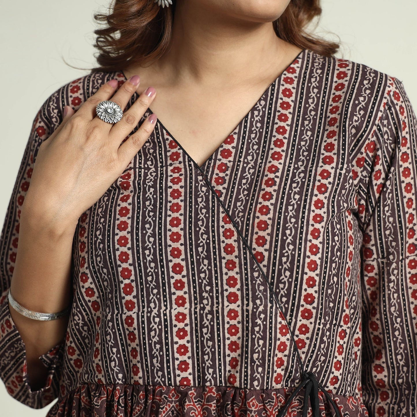 Brown - printed cotton kurta with palazzo set - handcrafted