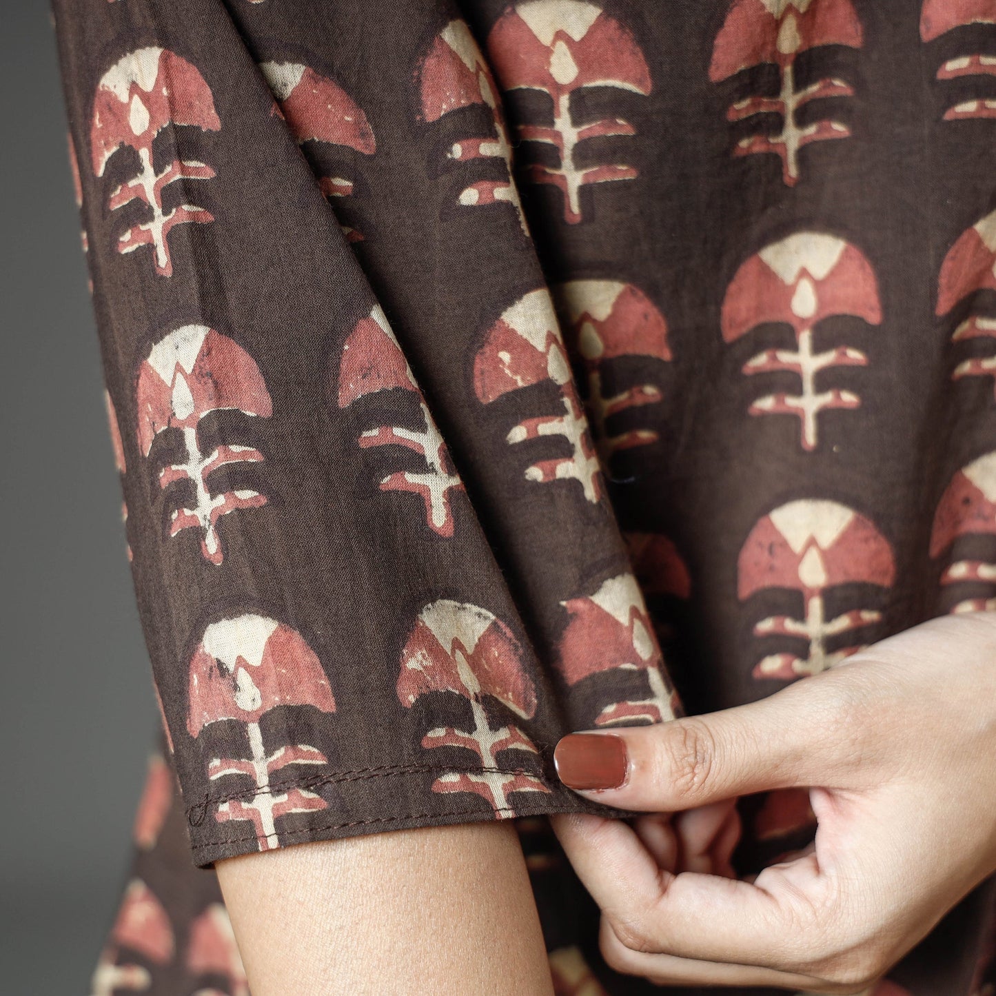 Akola Block Printed Cotton A-Line Long Kurta for Women