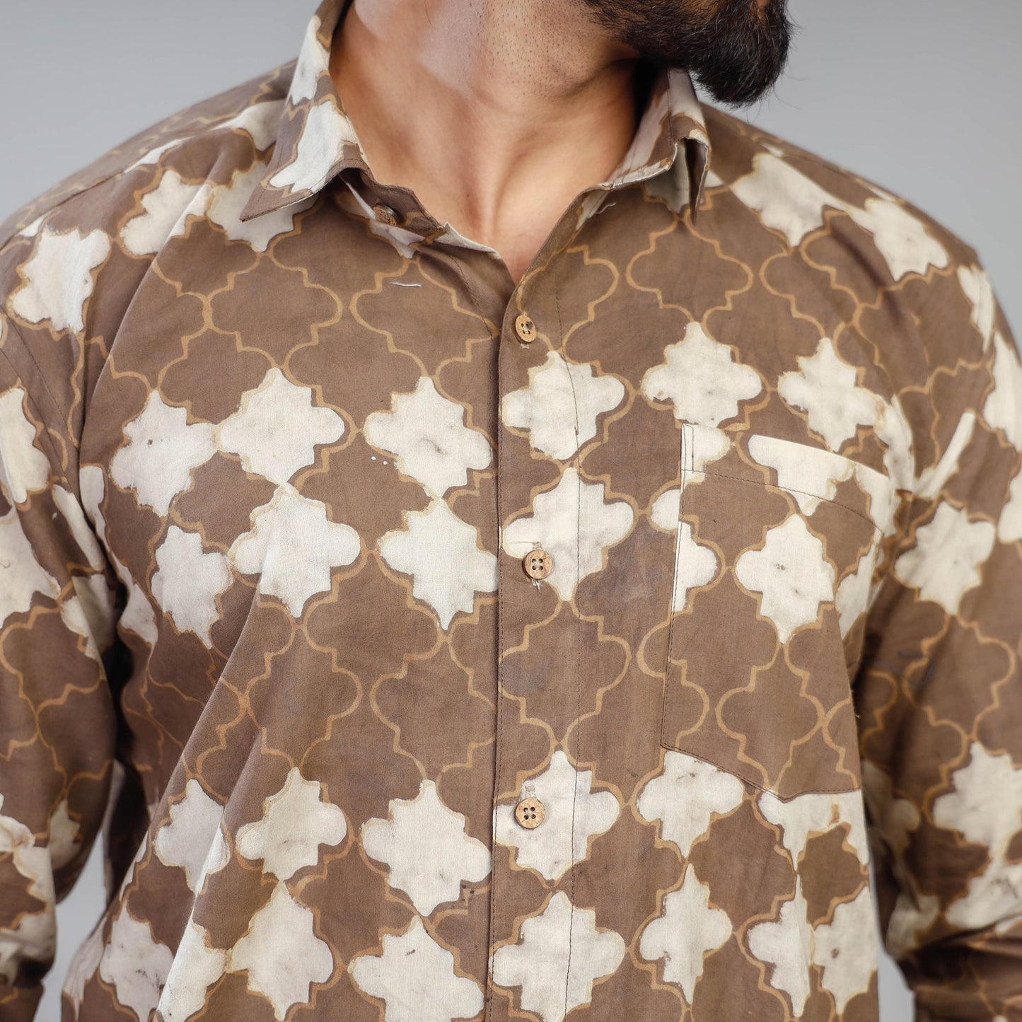 Akola Block Printing Cotton Men Full Sleeve Shirt