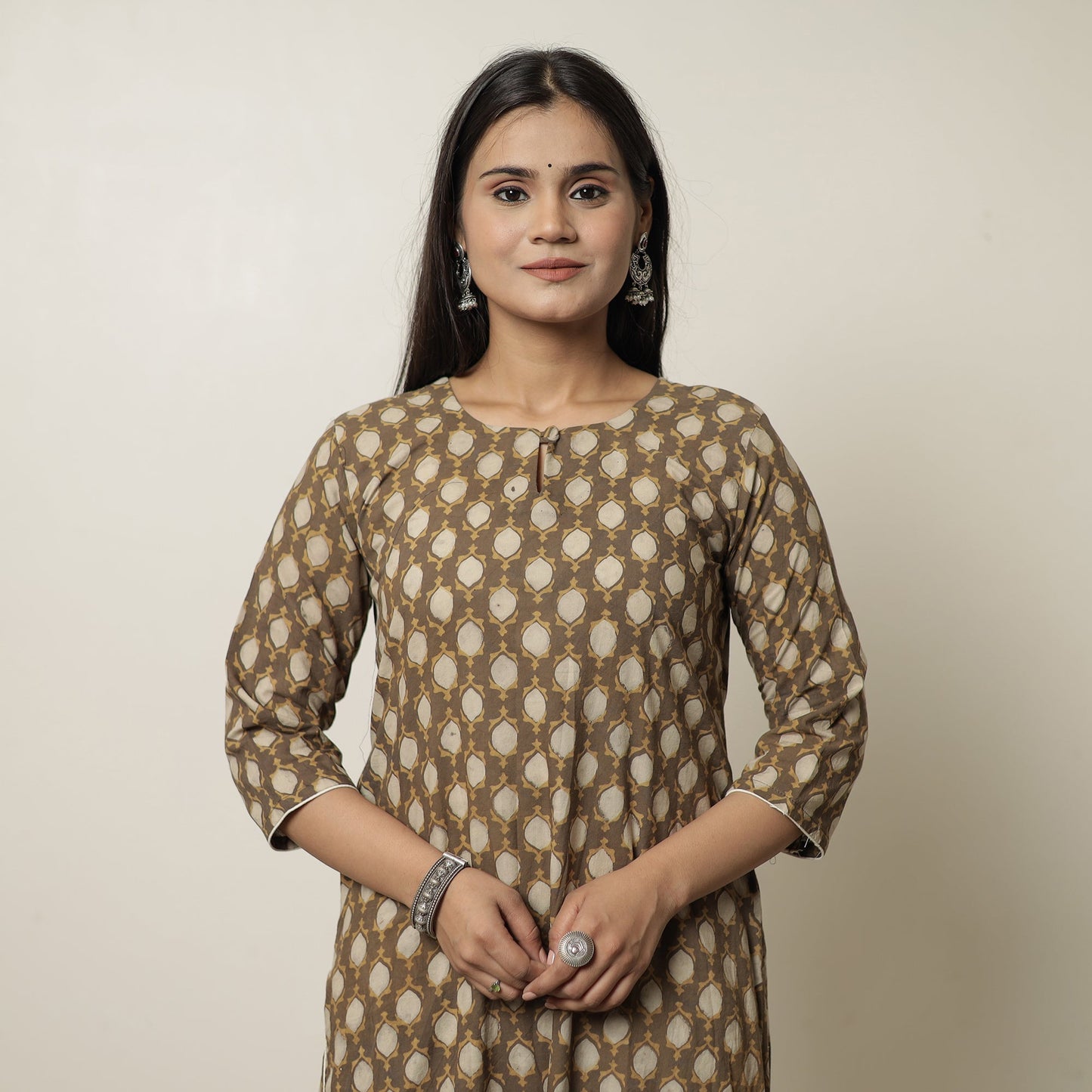 Akola Hand Block Printed Cotton Long Straight Kurta 09 Online
