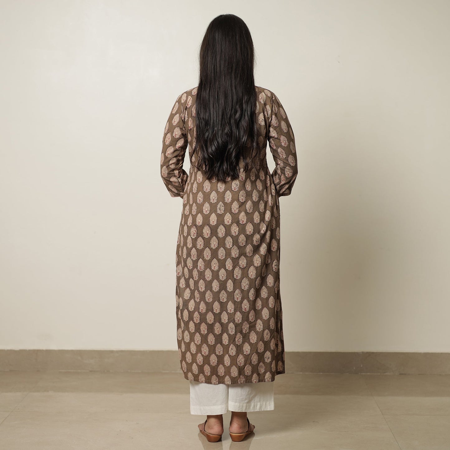 Akola Hand Block Printed Cotton Long Straight Kurta 16