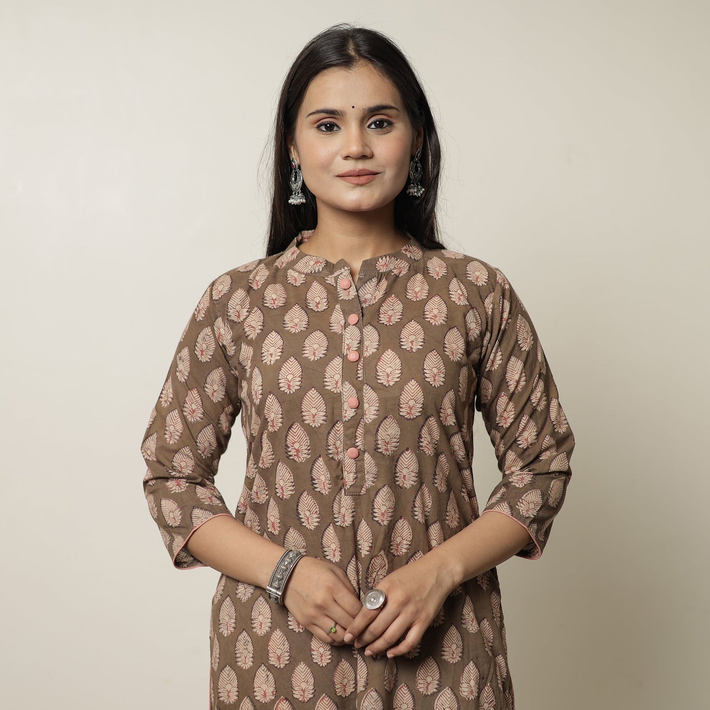 Akola Hand Block Printed Cotton Long Straight Kurta 16