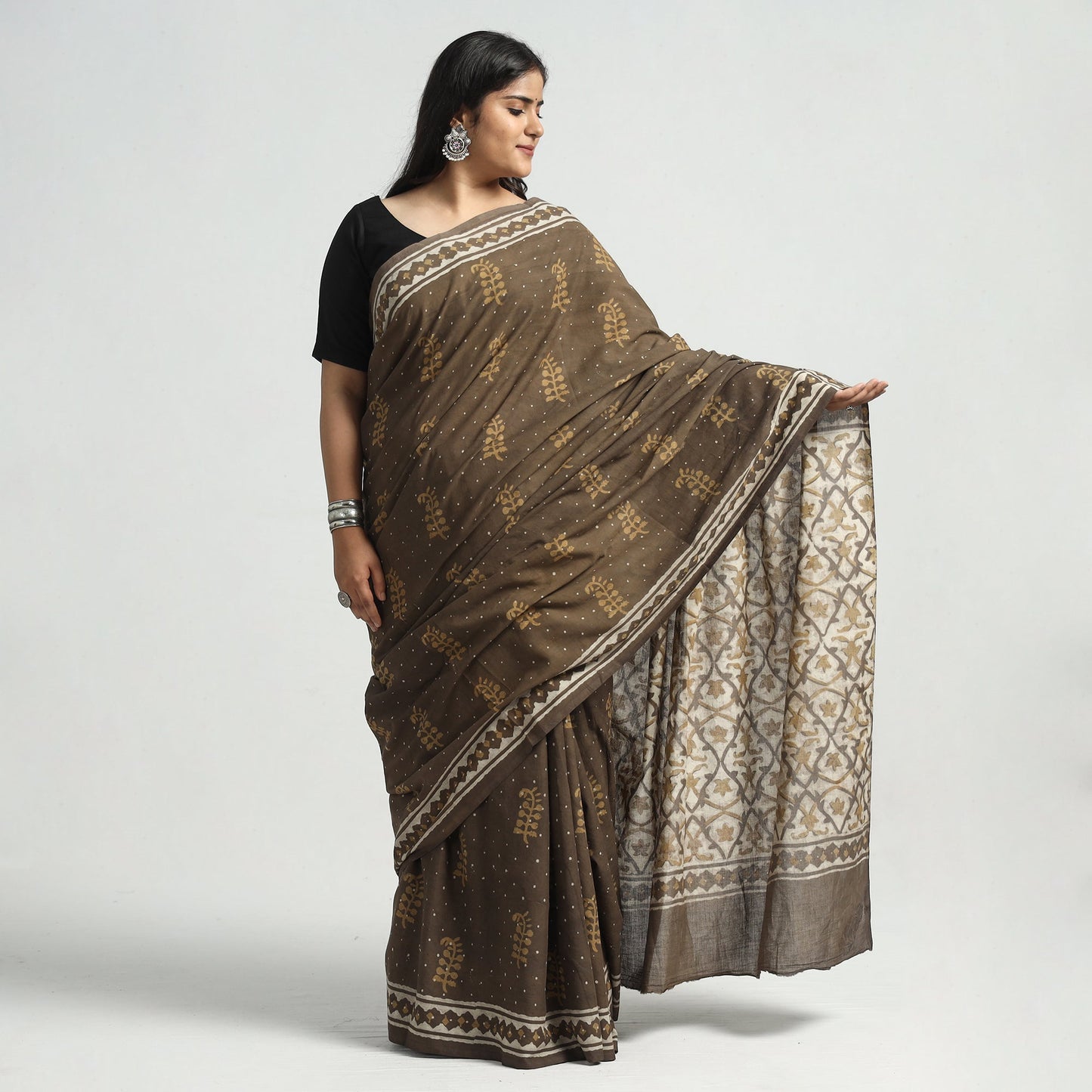 block printed saree