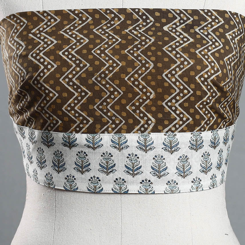 Shop Brown Akola Block Printed Cotton Blouse Piece Piece