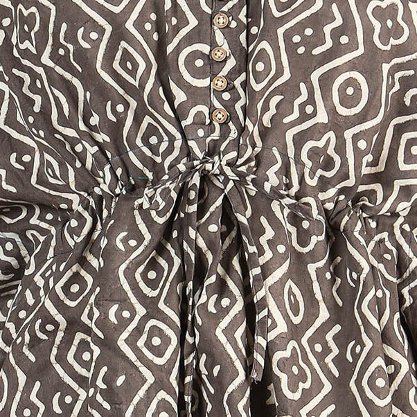 Akola Block Printed Cotton Kaftan with Tie-Up Waist