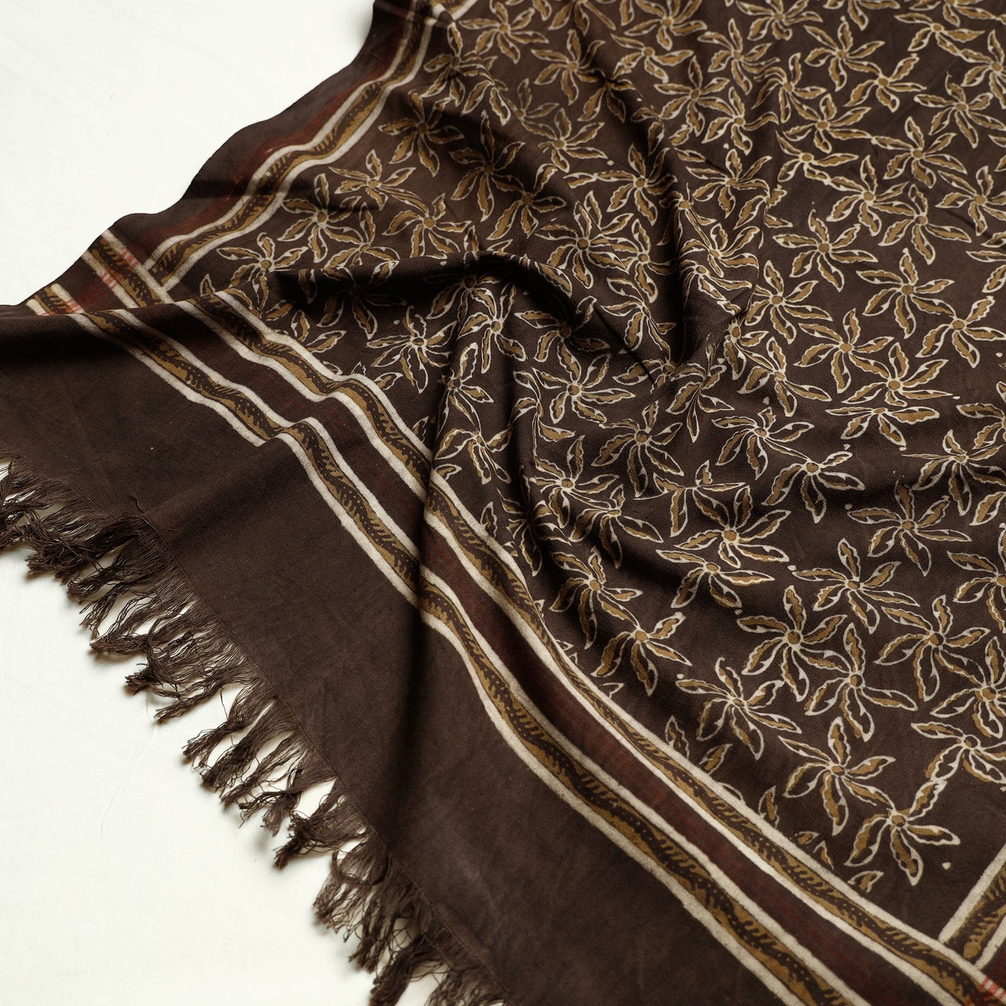 Brown Akola Block Printed Pure Handloom Cotton Towel