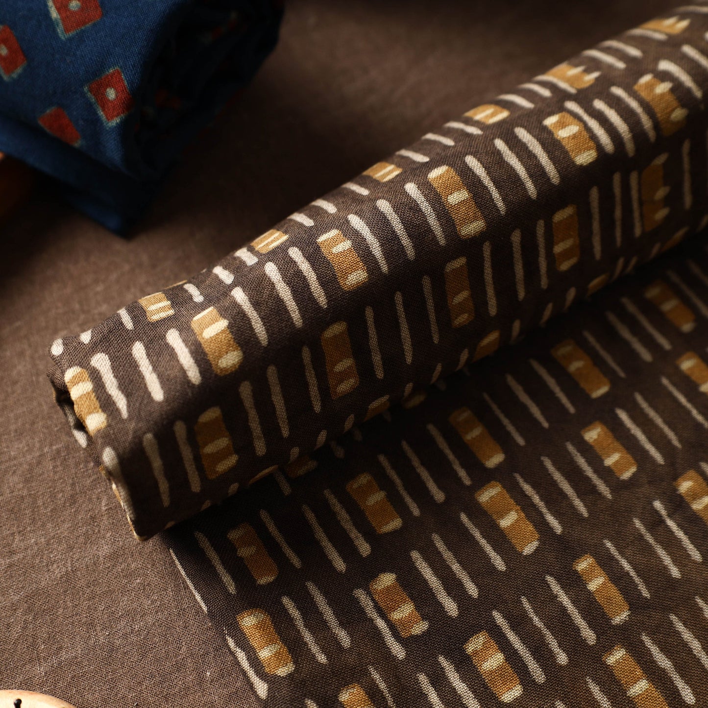 Brown Akola Block Printed Pure Handloom Cotton Towel