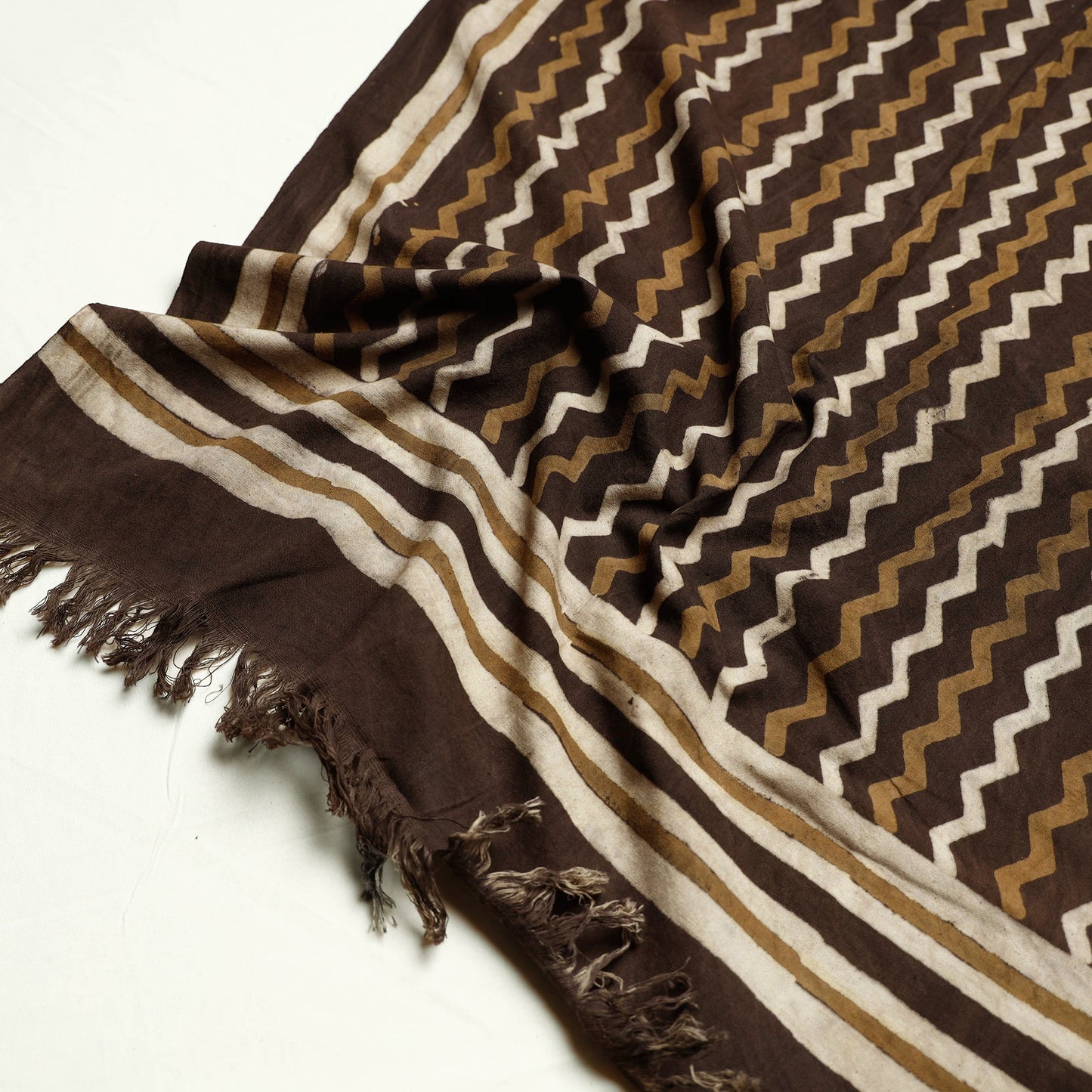 Brown Akola Block Printed Pure Handloom Cotton Towel