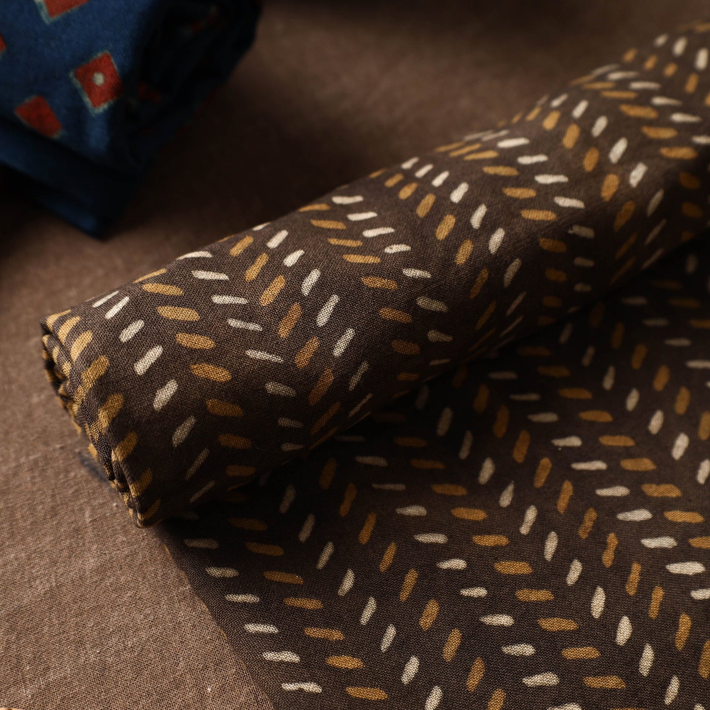 Brown Akola Block Printed Pure Handloom Cotton Towel
