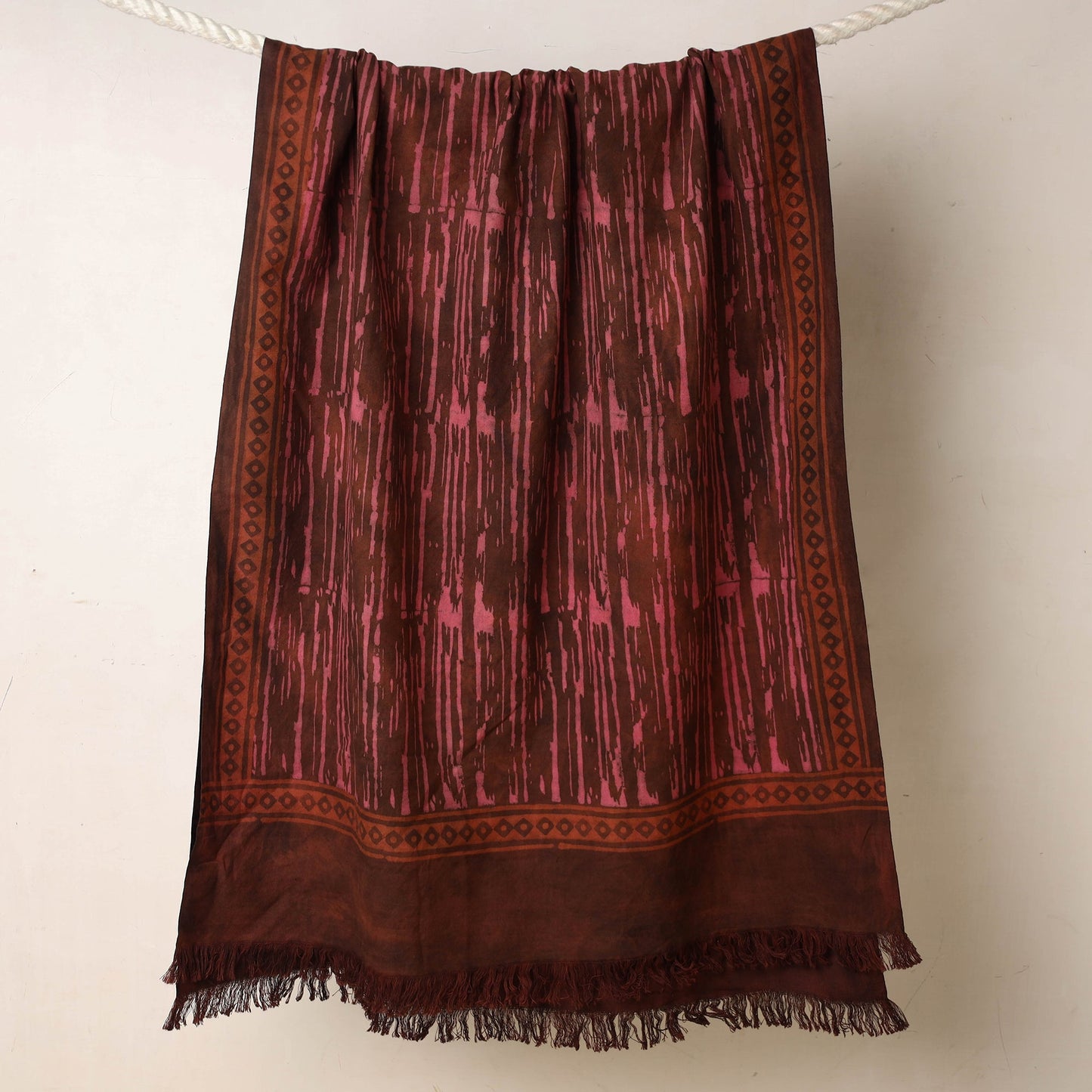 Brown Akola Block Printed Pure Handloom Cotton Towel