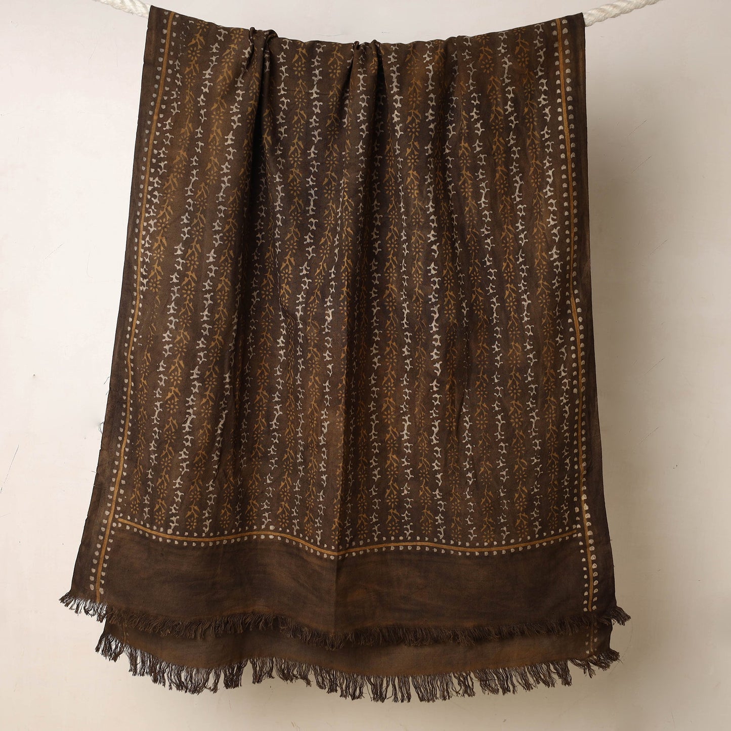 Brown Akola Block Printed Pure Handloom Cotton Towel