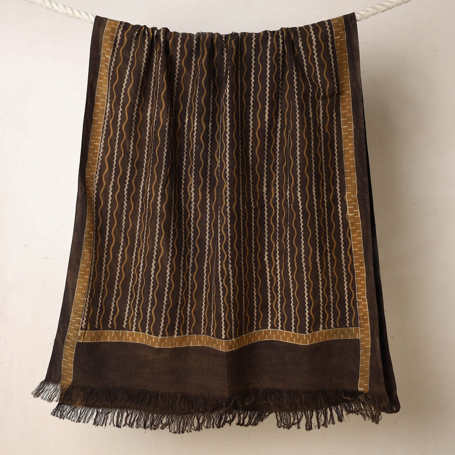 Brown Akola Block Printed Pure Handloom Cotton Towel
