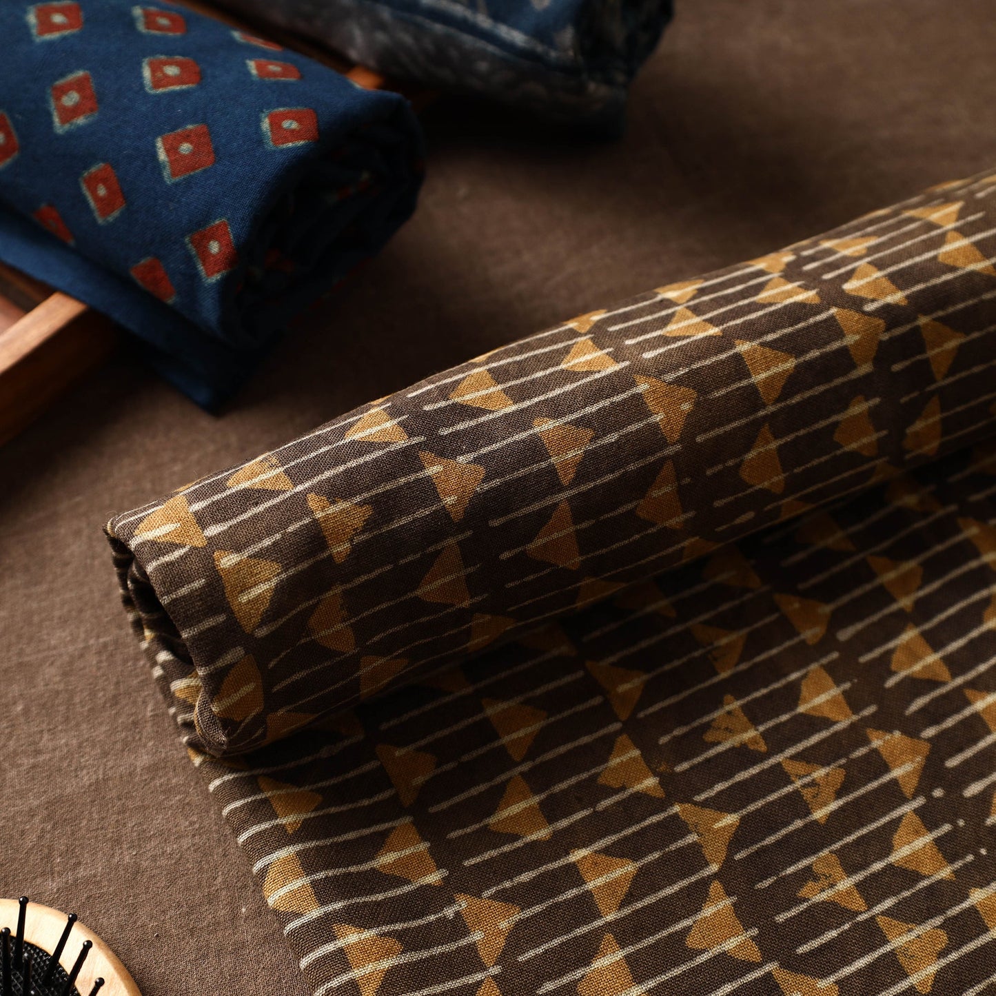Brown Akola Block Printed Pure Handloom Cotton Towel