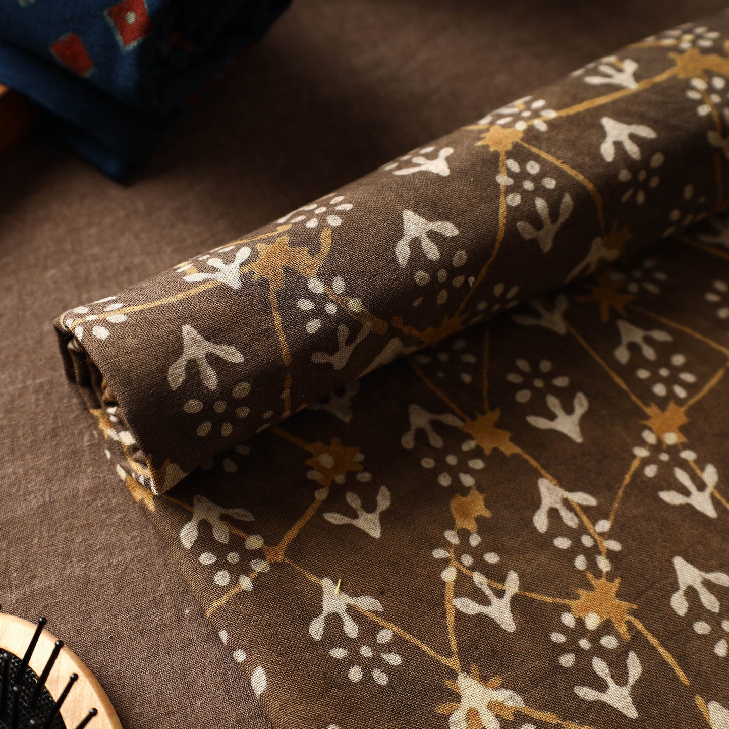 Brown Akola Block Printed Pure Handloom Cotton Towel