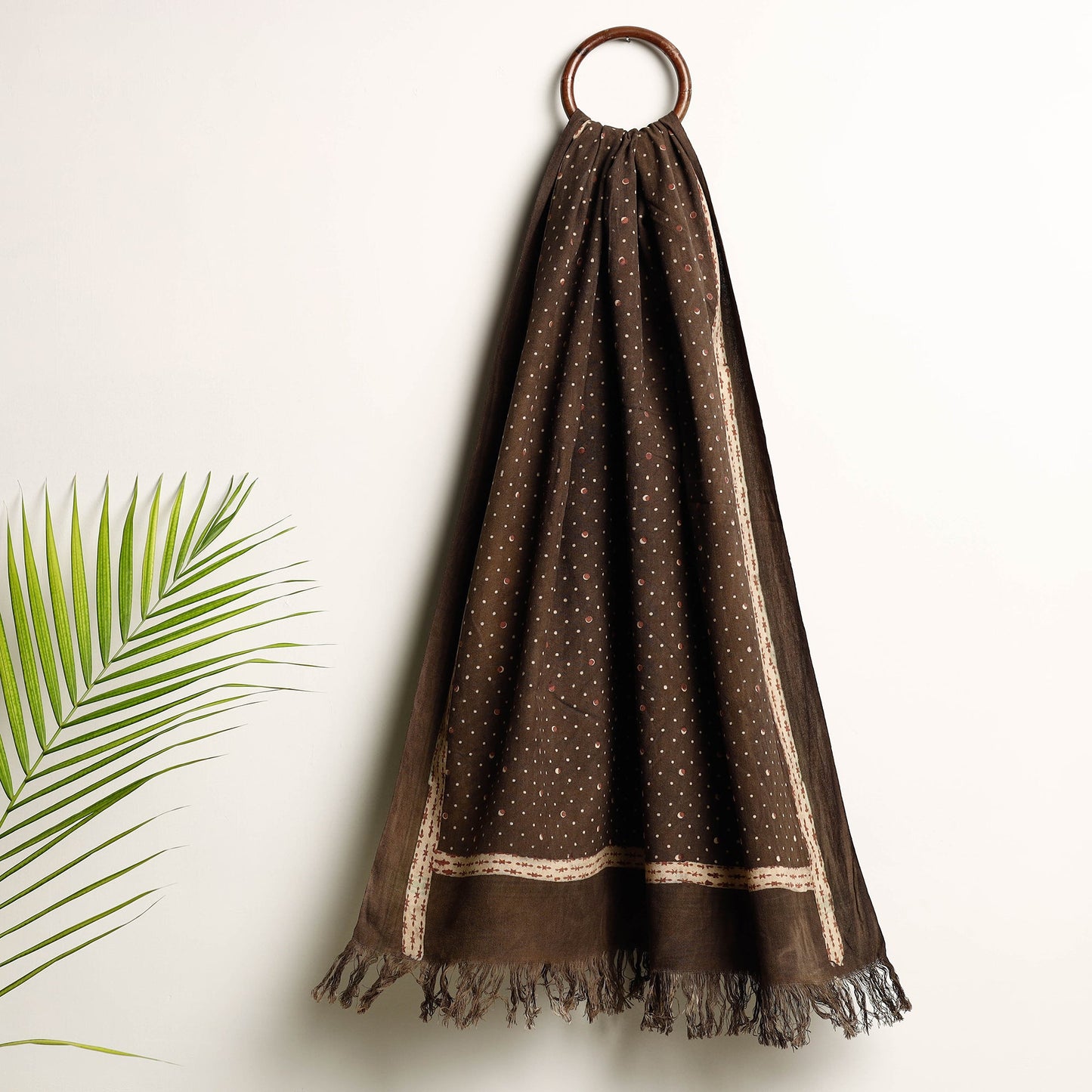 Brown Akola Block Printed Pure Handloom Cotton Towel