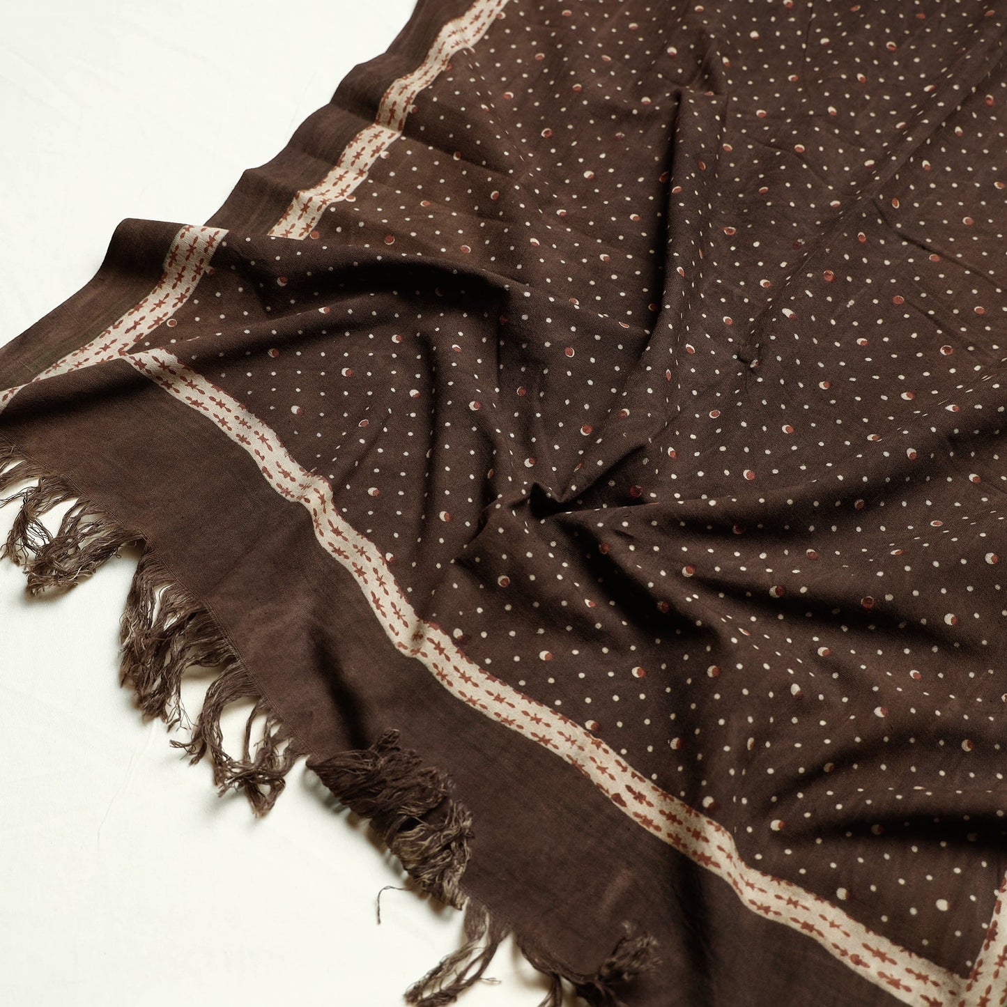 Brown Akola Block Printed Pure Handloom Cotton Towel