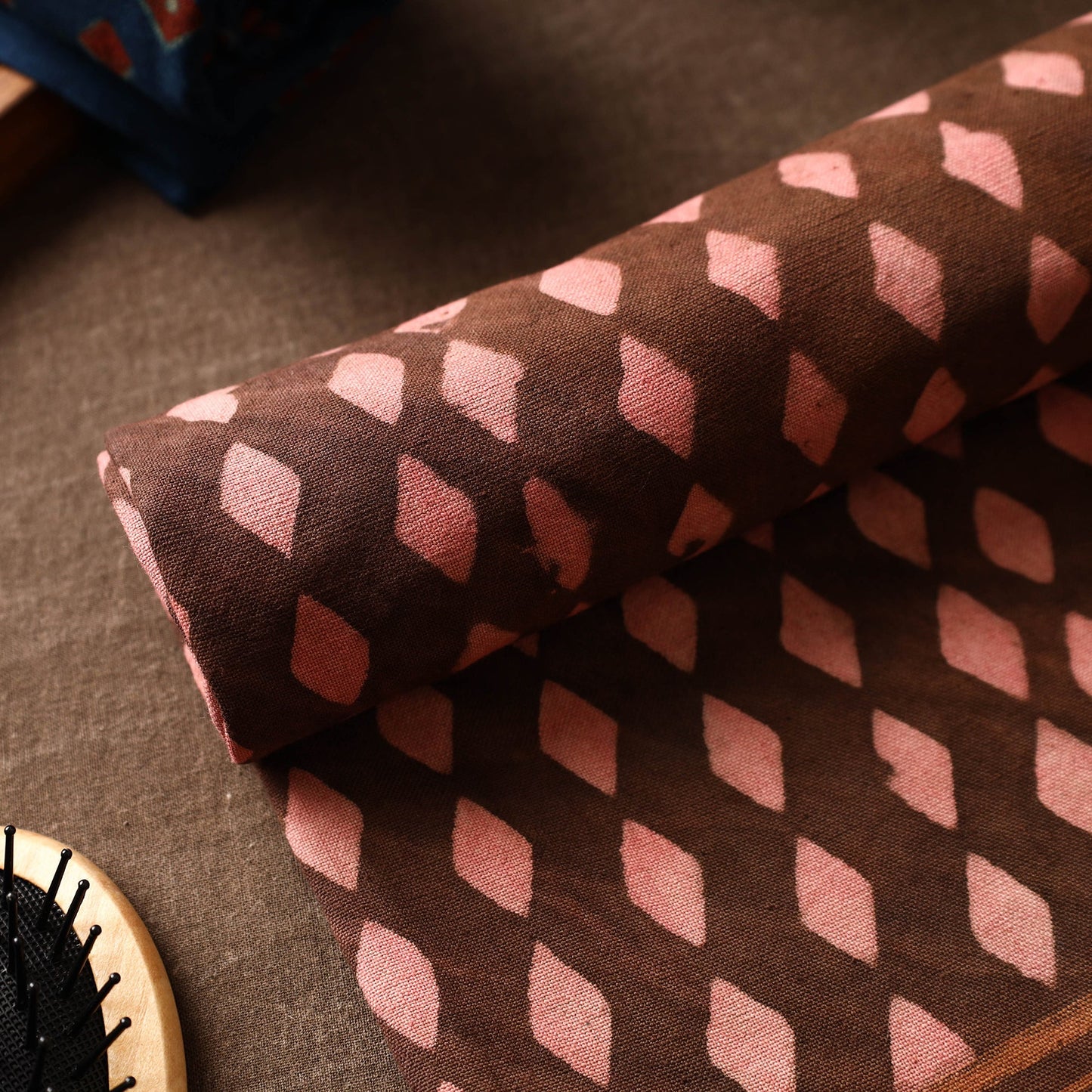 Brown Akola Block Printed Pure Handloom Cotton Towel