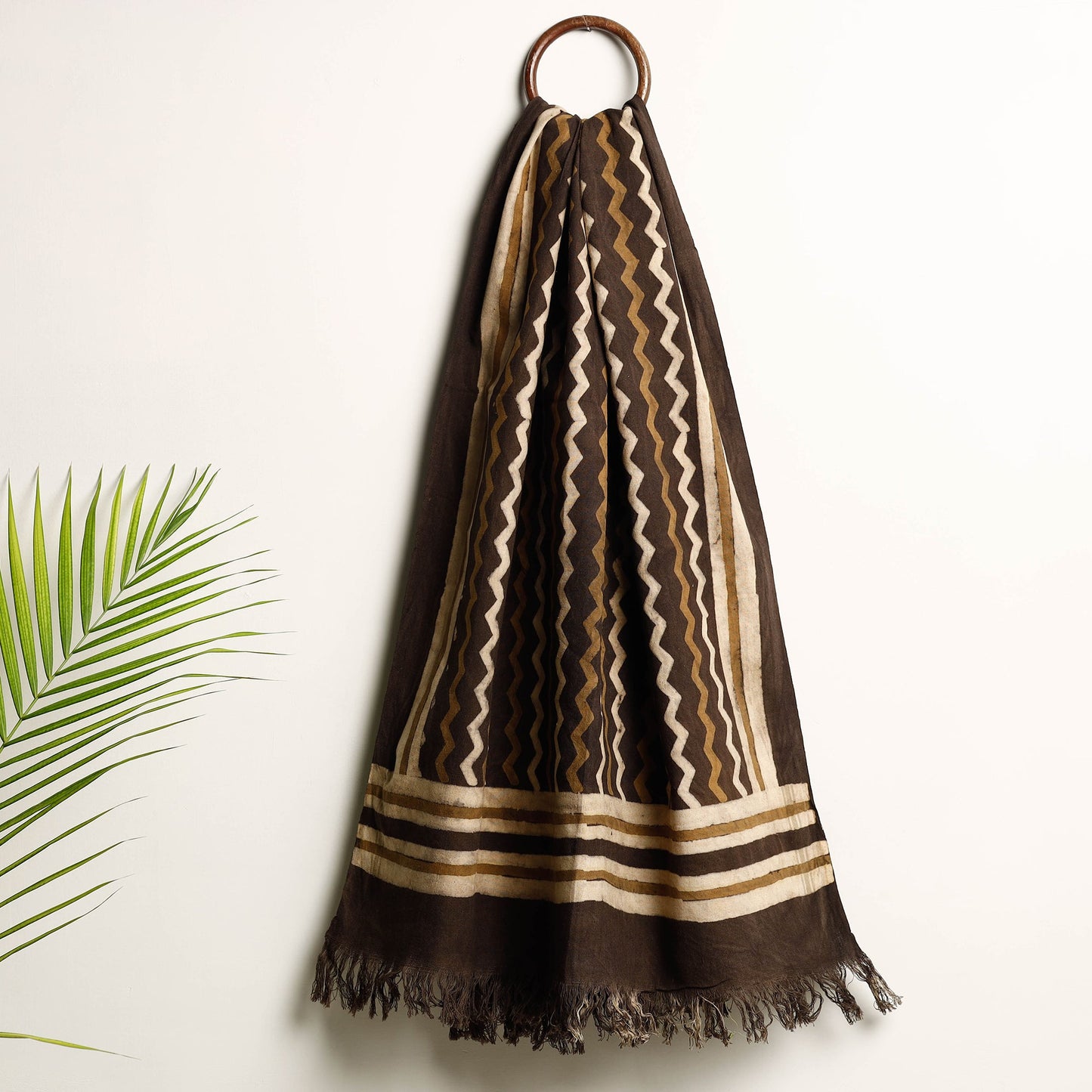 Brown Akola Block Printed Pure Handloom Cotton Towel