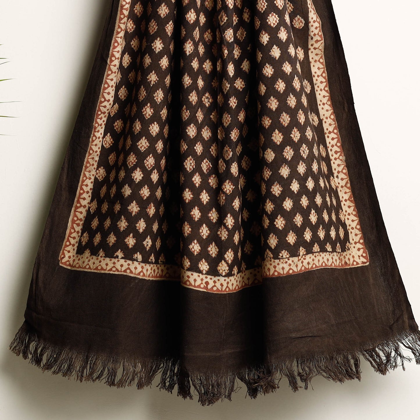 Brown Akola Block Printed Pure Handloom Cotton Towel