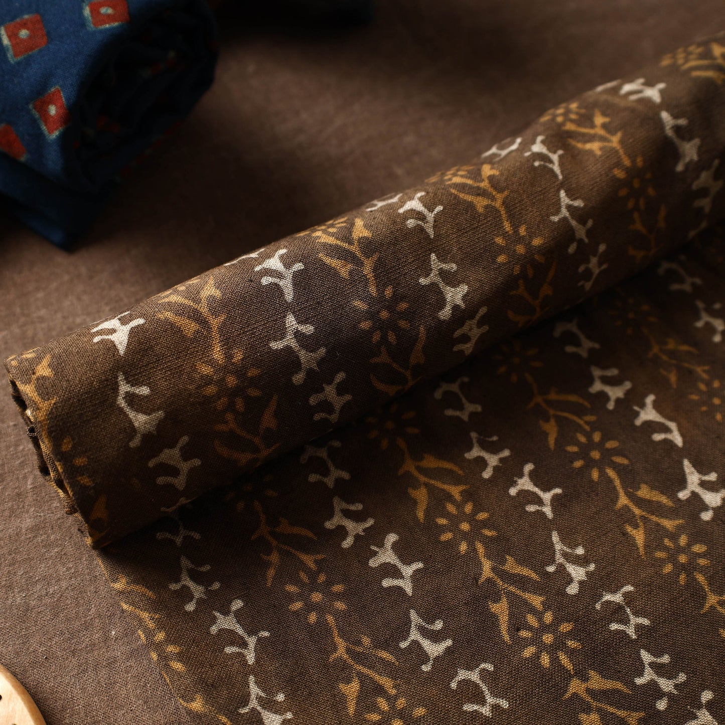 Brown Akola Block Printed Pure Handloom Cotton Towel