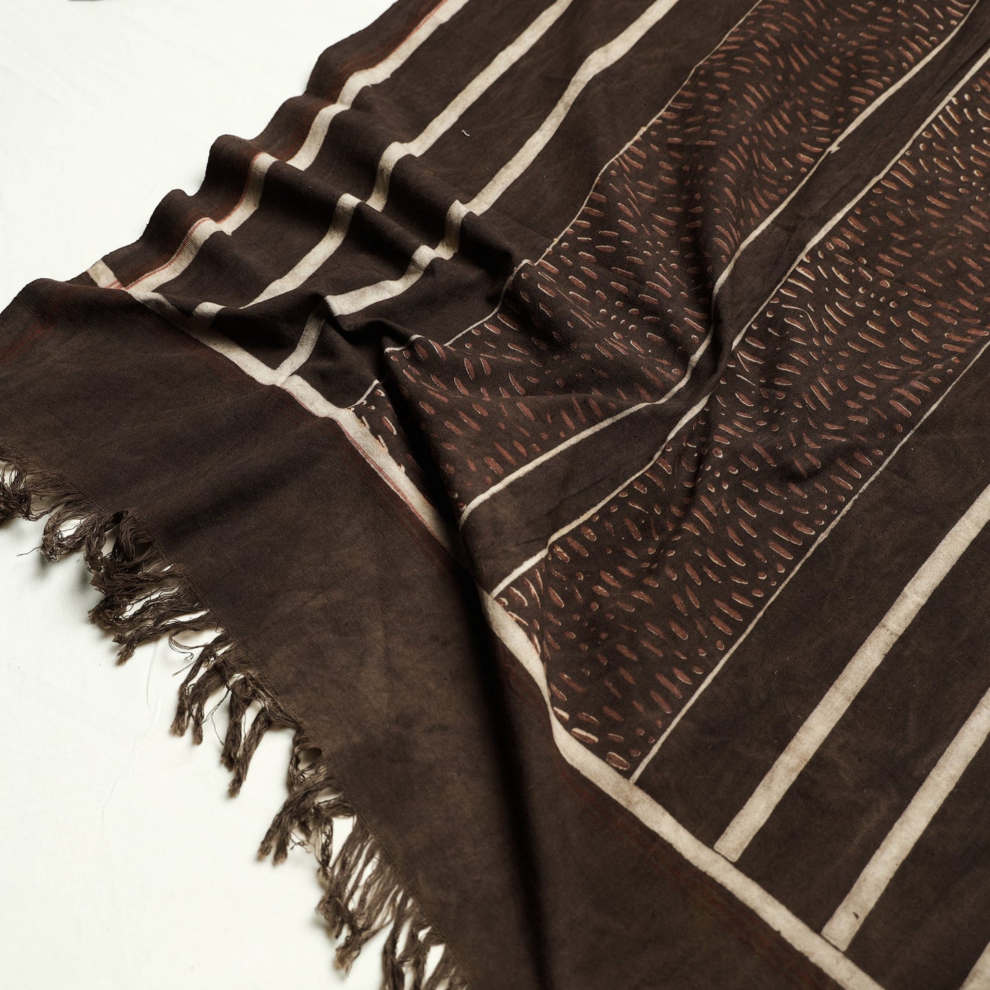 Brown Akola Block Printed Pure Handloom Cotton Towel