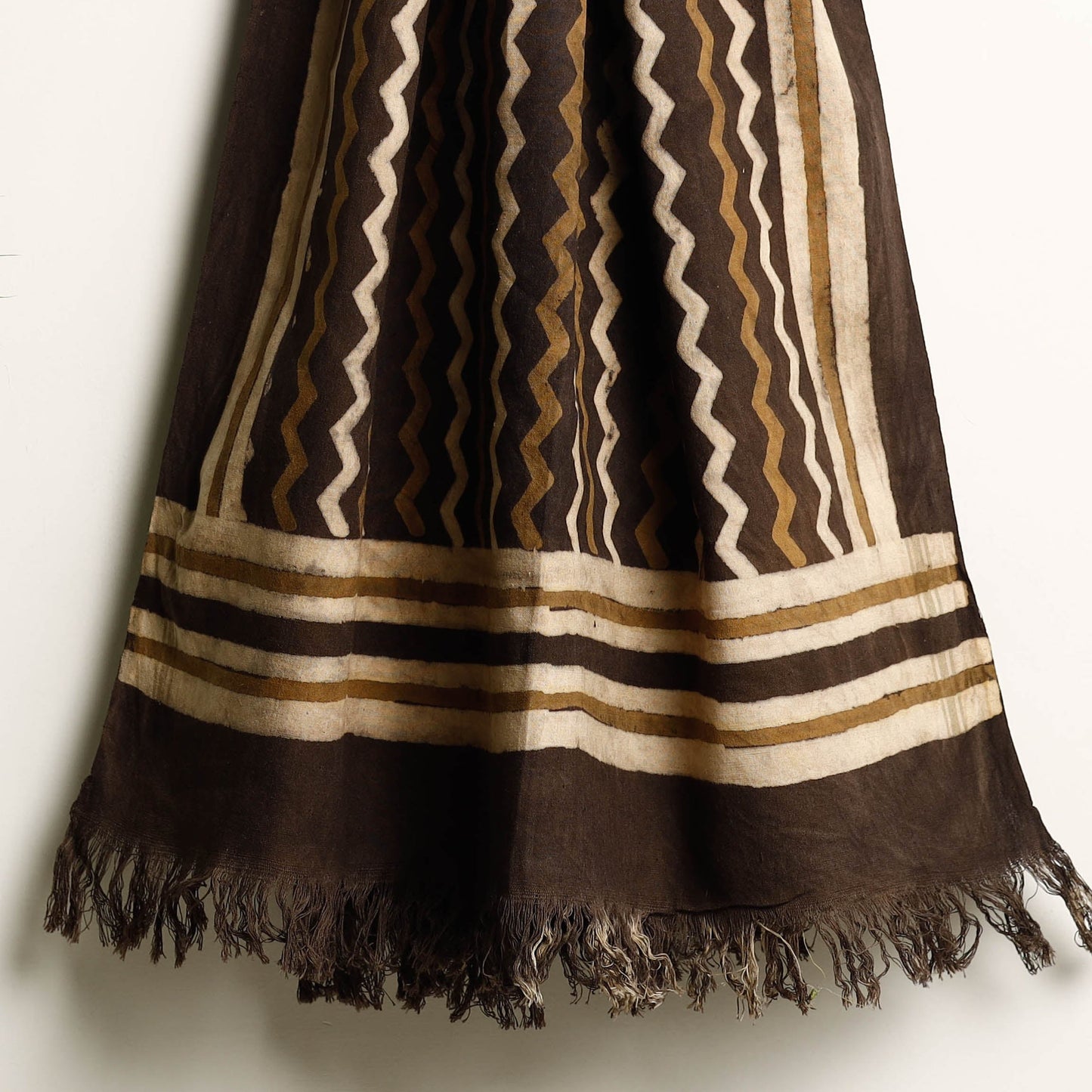 Brown Akola Block Printed Pure Handloom Cotton Towel