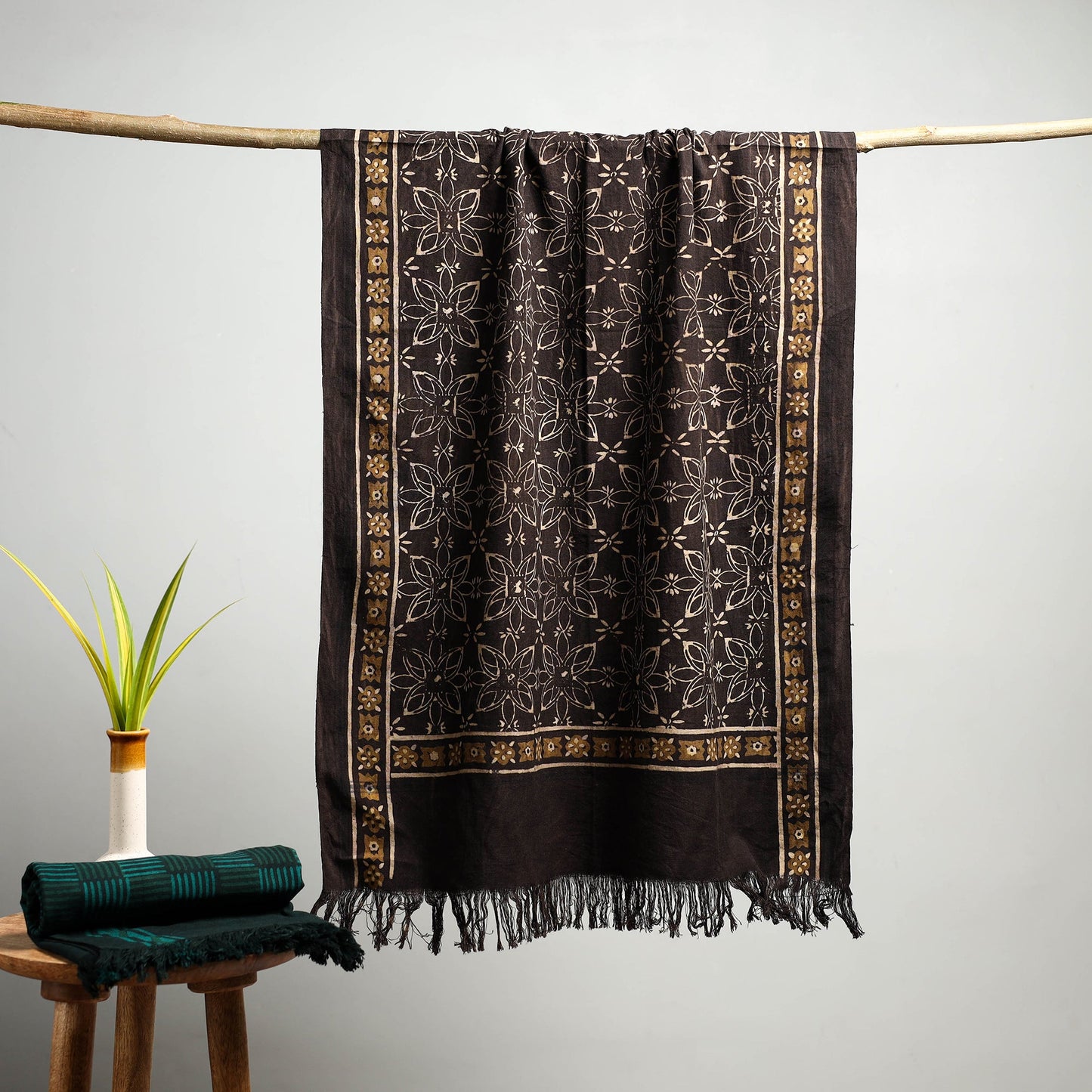 Brown Akola Block Print Pure Handloom Cotton Towel