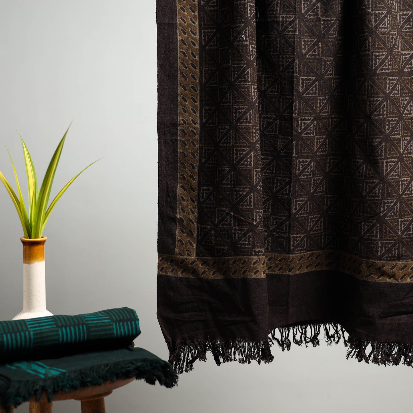 Brown Akola Block Print Pure Handloom Cotton Towel