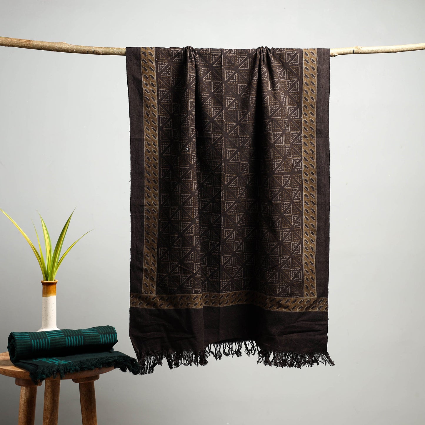 Brown Akola Block Print Pure Handloom Cotton Towel