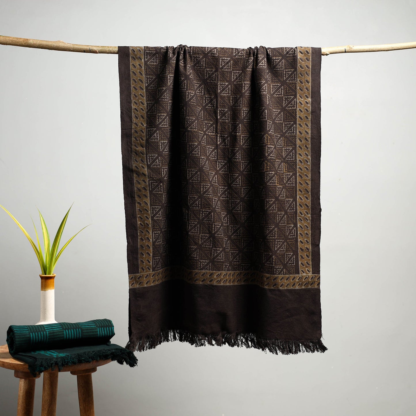 Brown Akola Block Print Pure Handloom Cotton Towel